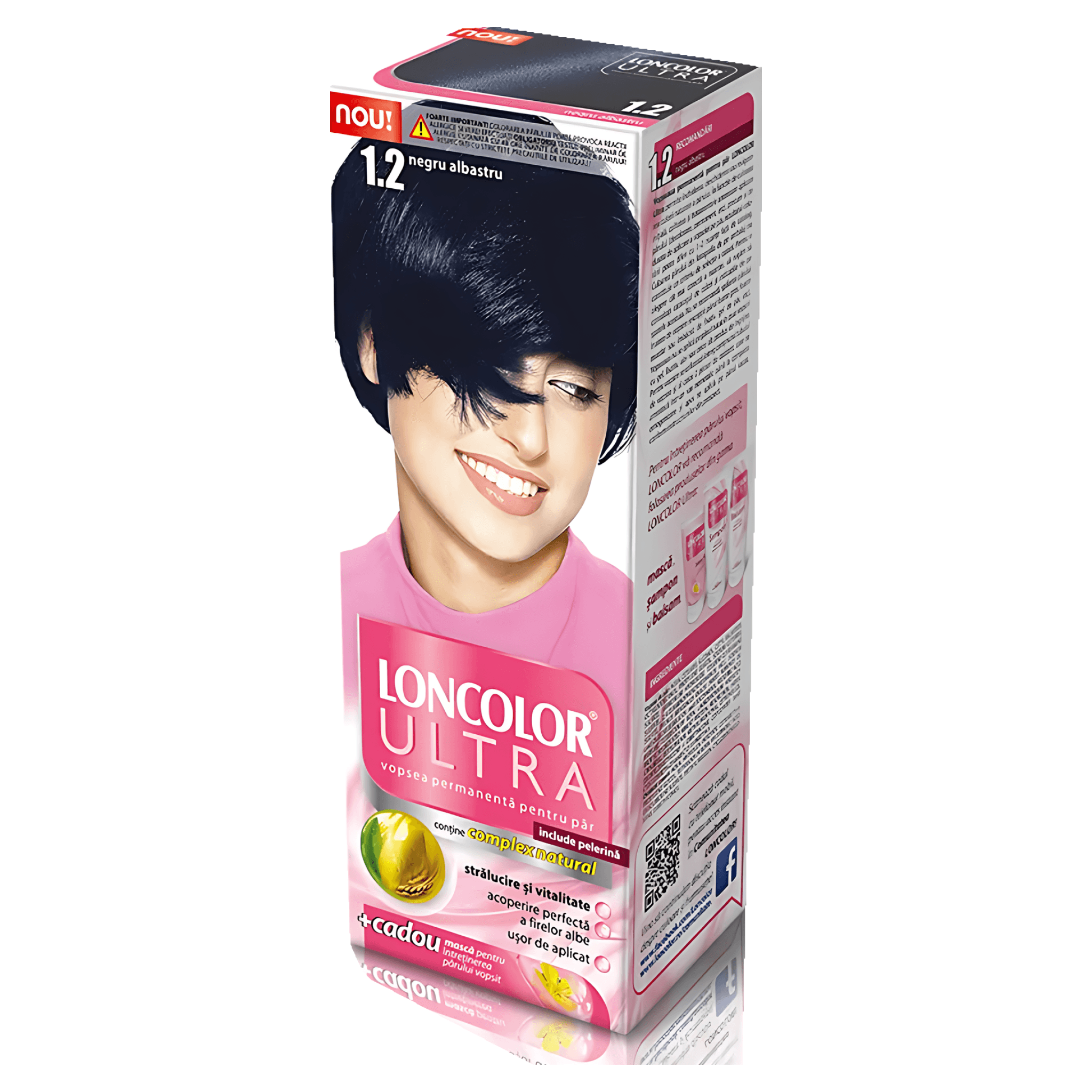 Vopsea permanenta pentru par Loncolor Ultra, 1.2 Negru albastru