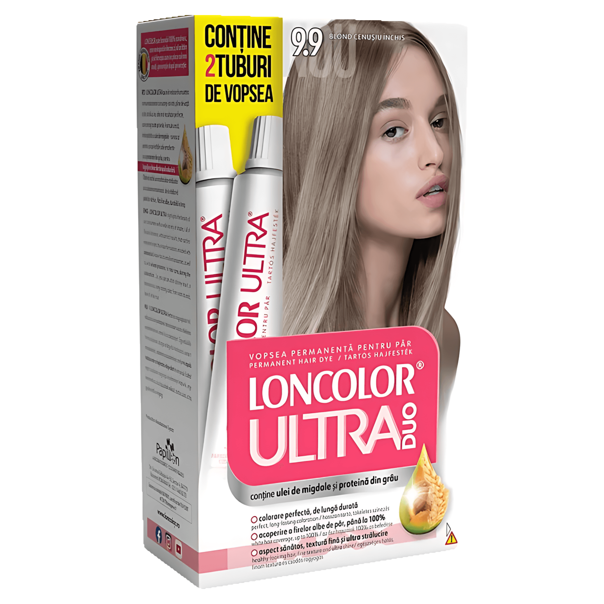 Vopsea de par permanenta Loncolor Ultra Max 9.9 Blond cenusiu Inchis, 200 ml