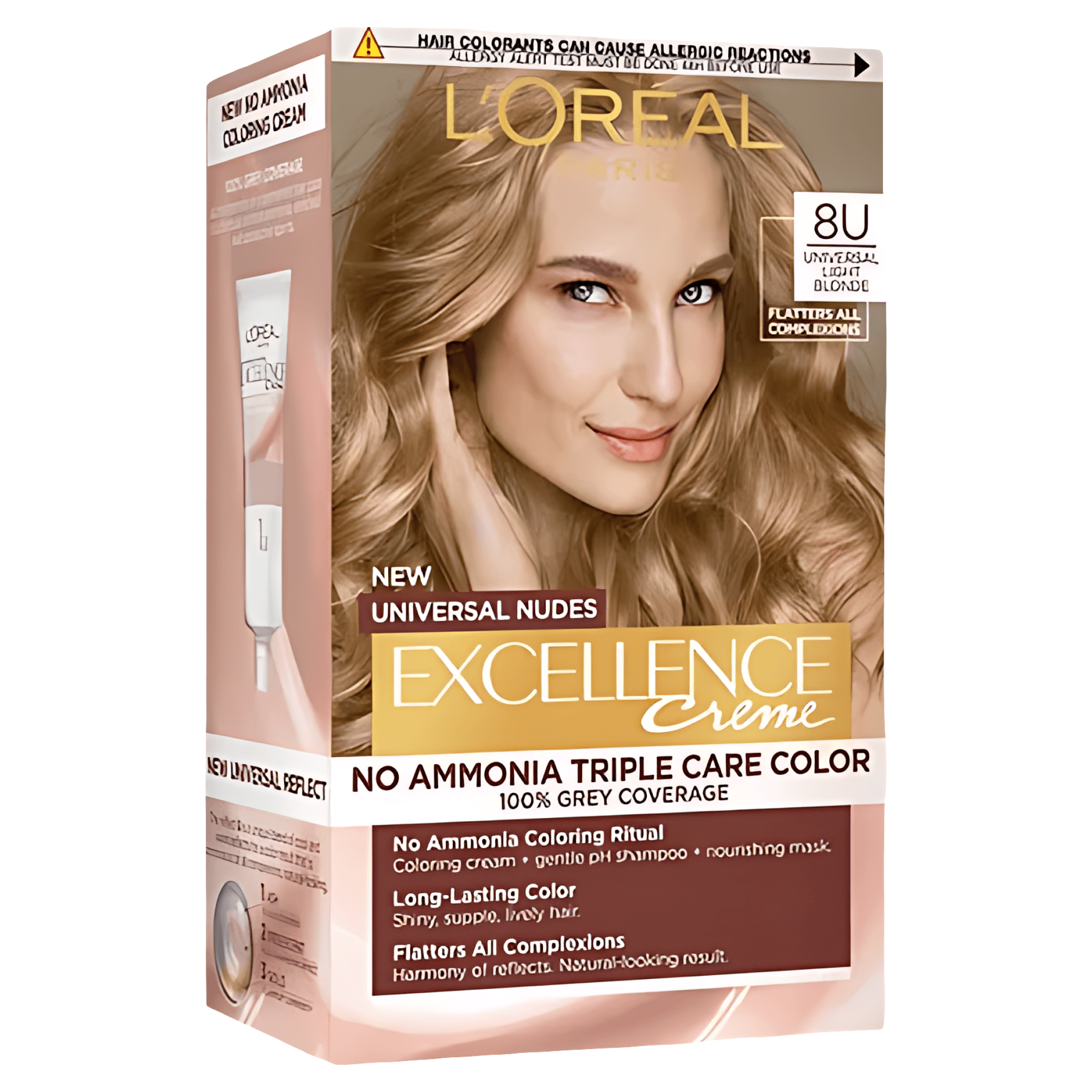 Vopsea de par L'Oreal Universal Nudes Excellence Creme, 8U Universal Light Blonde, 192 ml