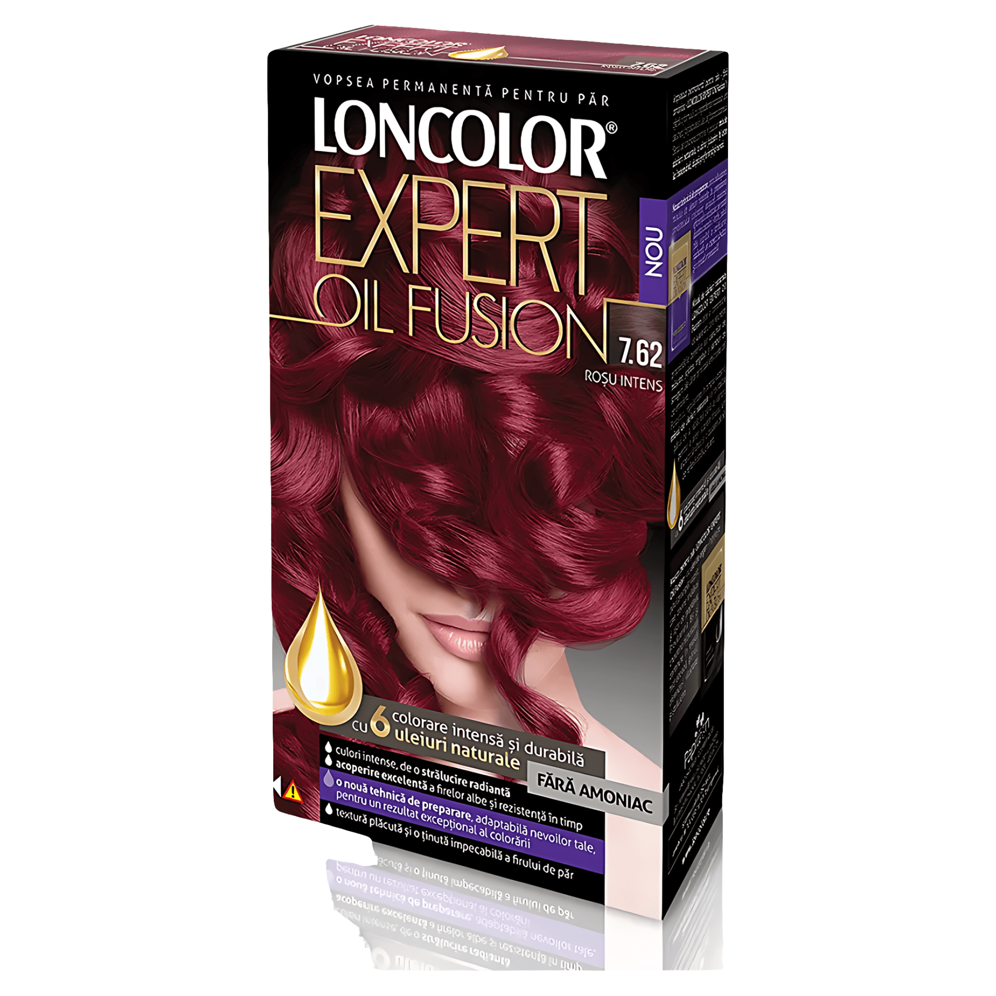 Vopsea  permanenta pentru par Loncolor Expert Oil Fusion, fara amoniac, 7.62 Rosu intens