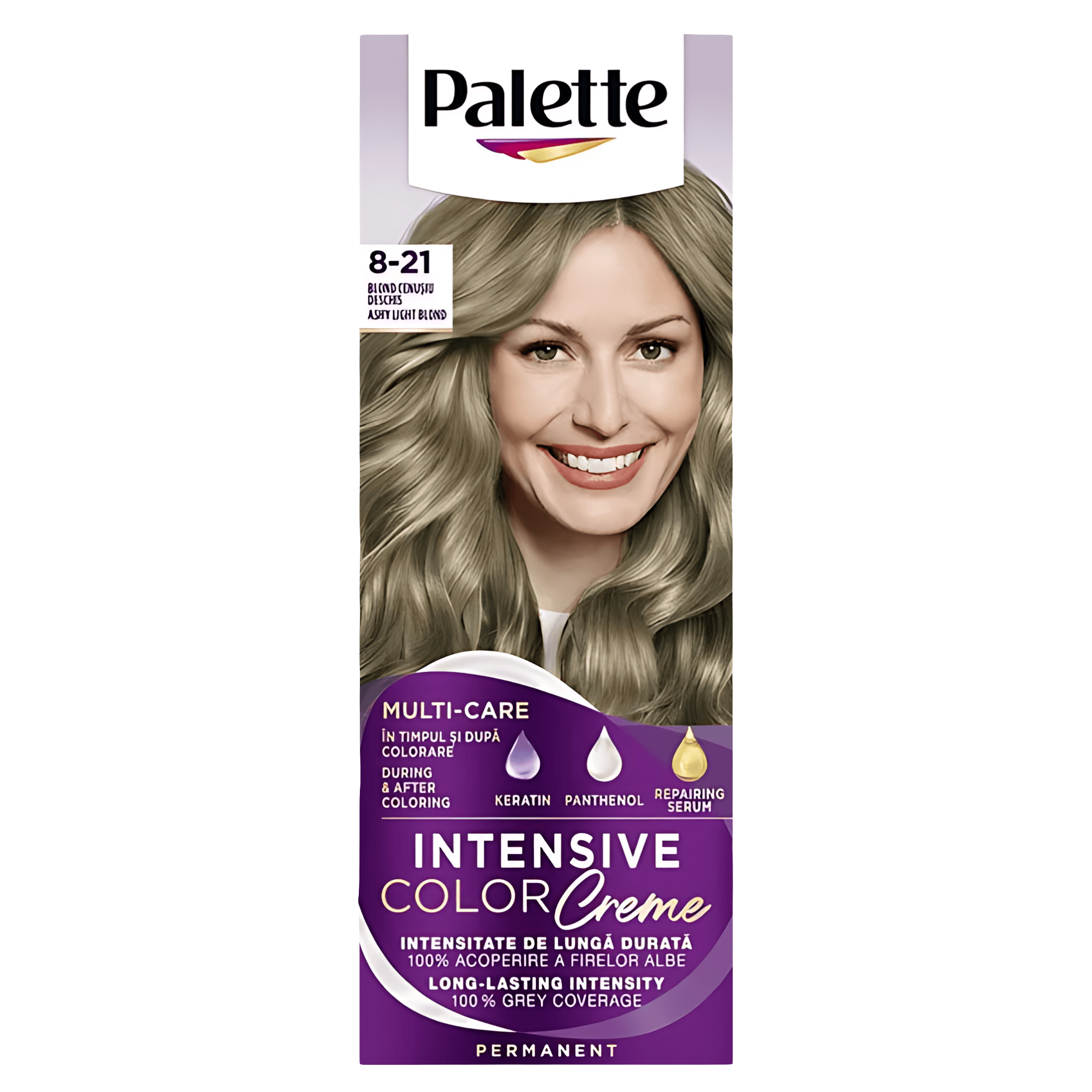 Vopsea de par permanenta Palette Intensive Color Creme, 110 ml, 8-21 Blond Cenusiu Deschis