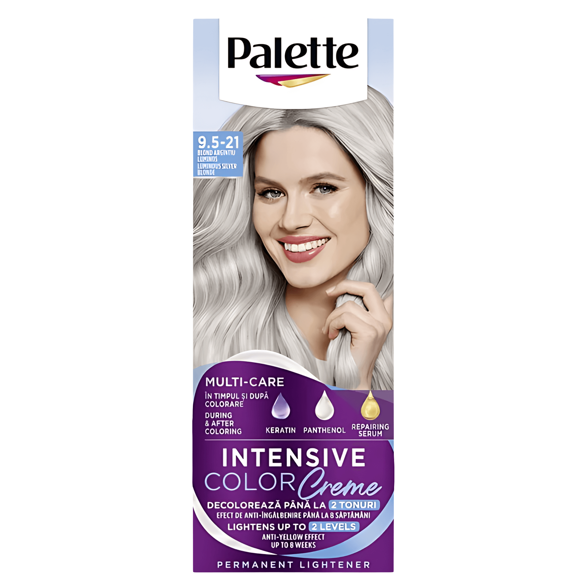 Vopsea de par permanenta Palette Intensive Color Creme, 110 ml, 9.5-21 Blond Argintiu Luminos