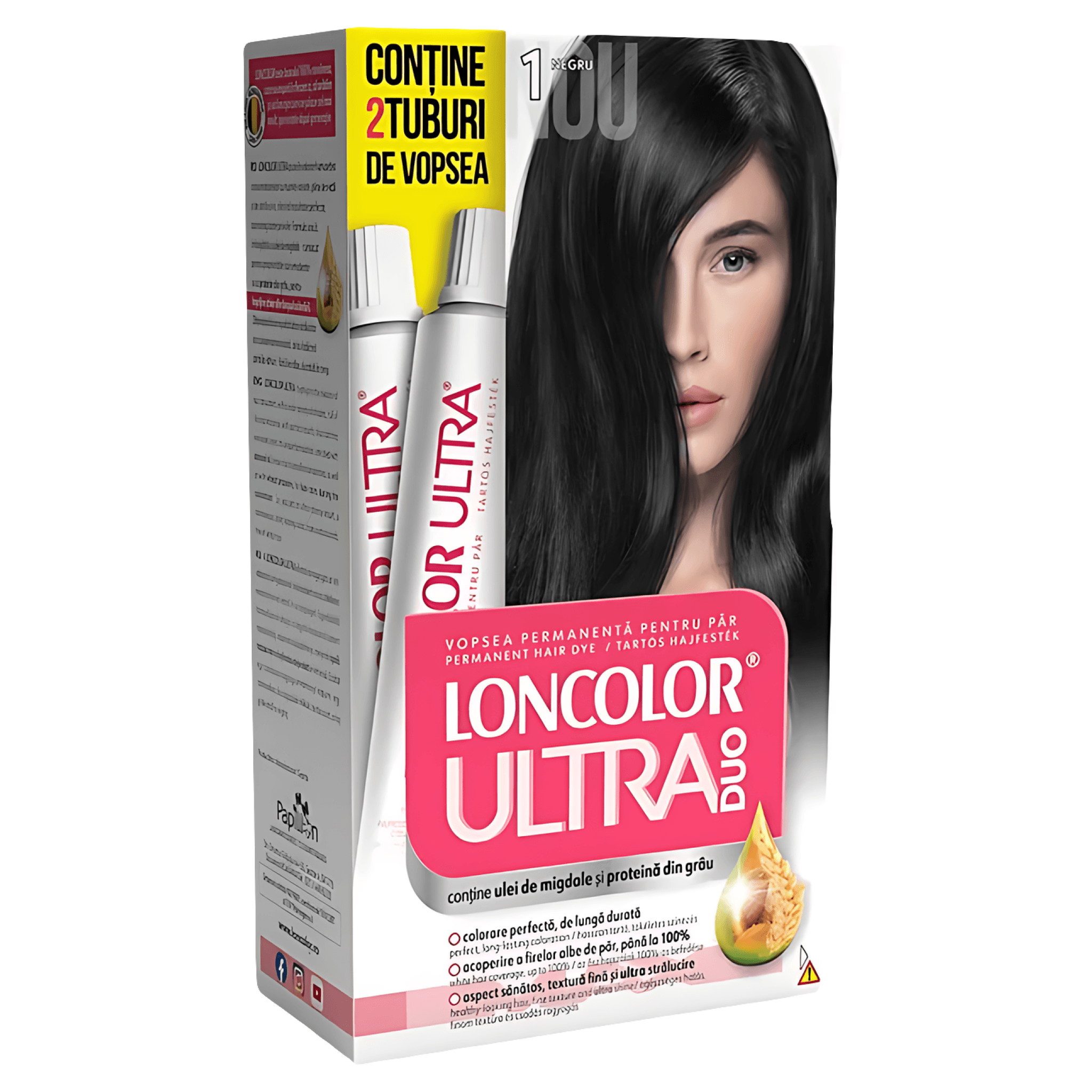 Vopsea de par permanenta Loncolor Ultra Max 1 Negru, 200 ml