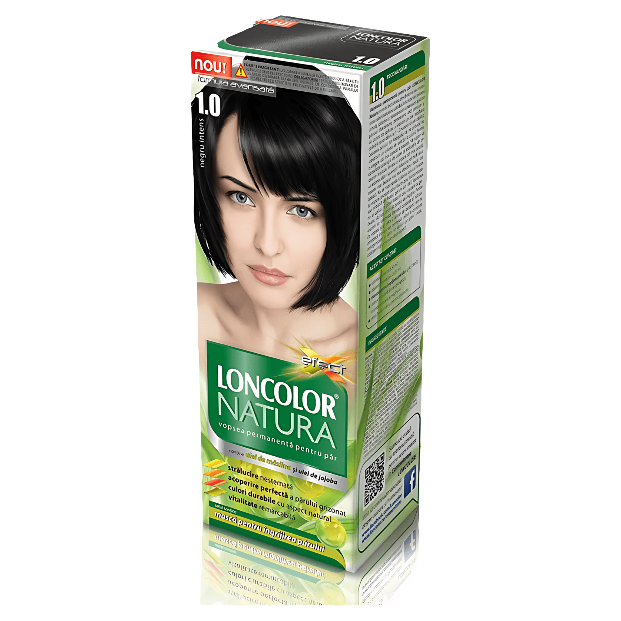 Vopsea permanenta pentru par Loncolor Natura, 1.0 Negru intens, 100 ml