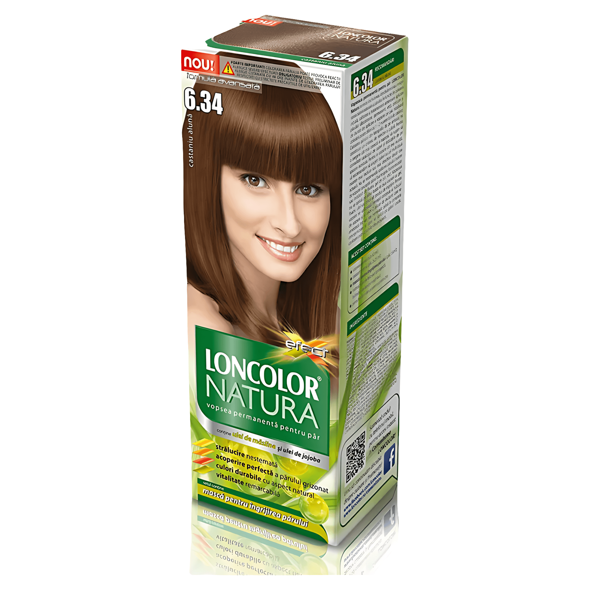 Vopsea permanenta par Loncolor Naturam, 6.34 Castaniu aluna, 100 ml