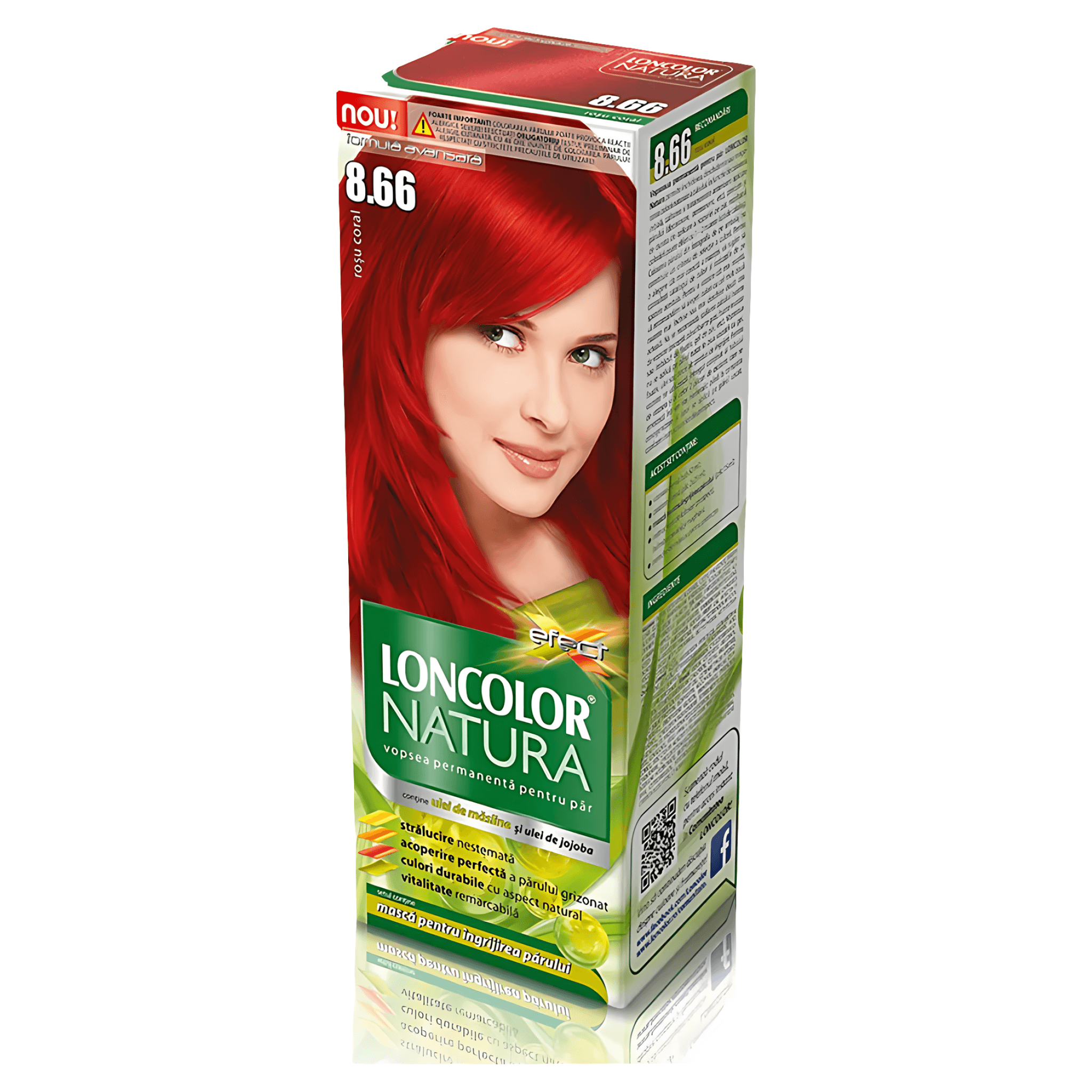 Vopsea permanenta par Loncolor Natura, 8.66 Rosu coral, 100 ml