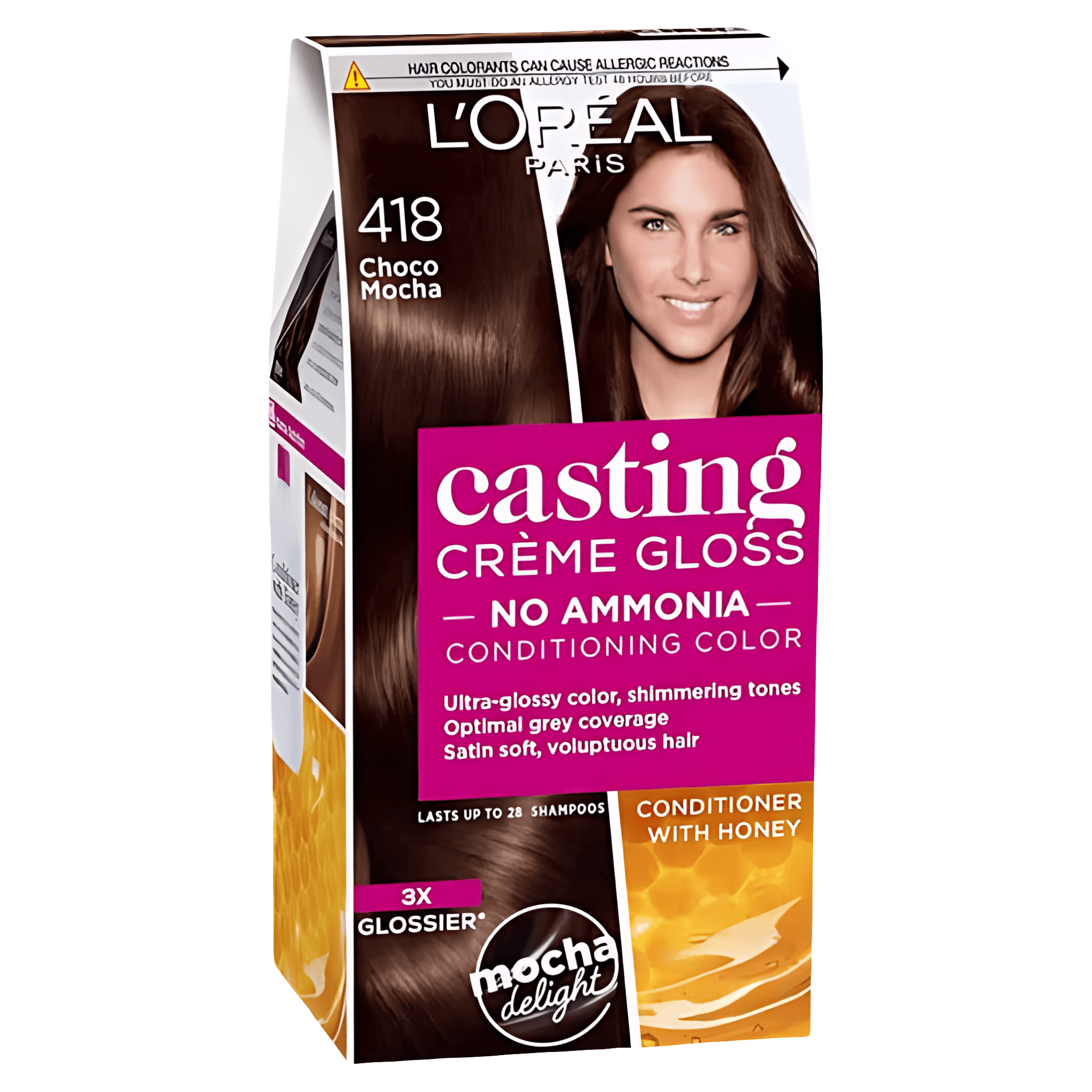 Vopsea de par semi-permanenta fara amoniac L'Oreal Paris Casting Creme Gloss 418 Choco Mocha, 180 ml