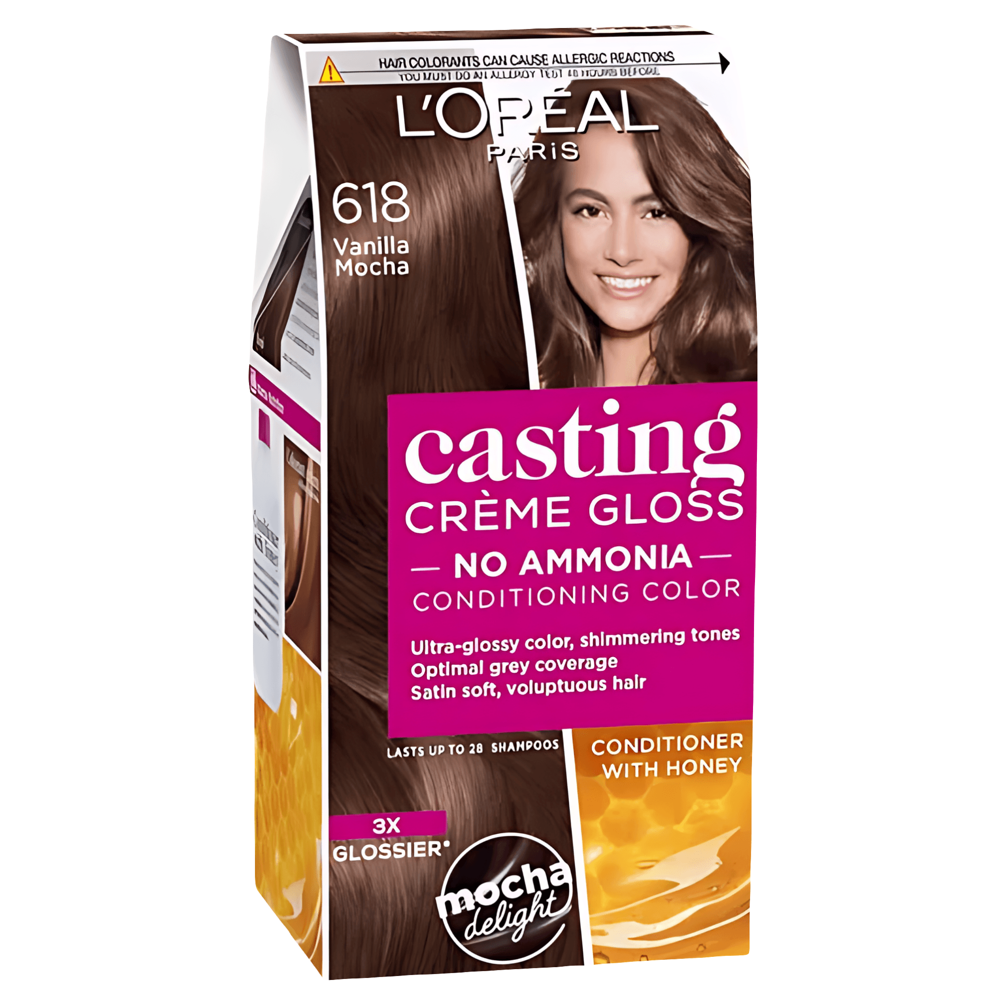 Vopsea de par semi-permanenta fara amoniac L'Oreal Paris Casting Creme Gloss 618 Vanilla Mocha, 180 ml