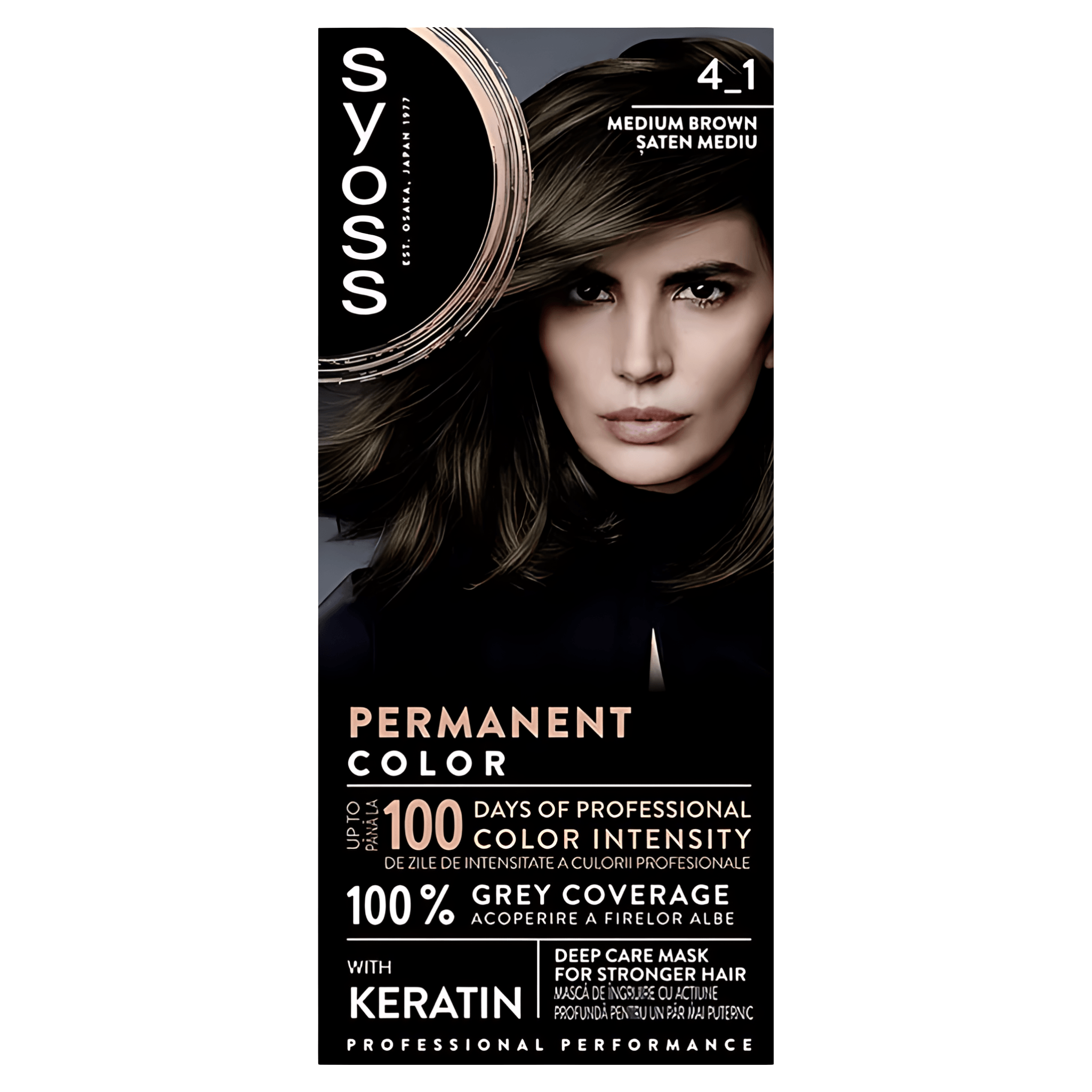 Vopsea de par permanenta Syoss Color, 115 ml, 4.1 Saten Mediu