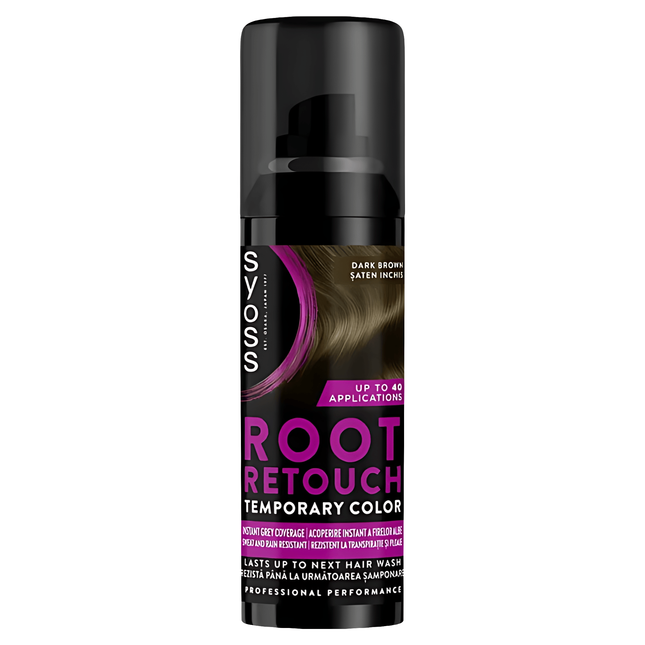 Spray temporar vopsea par Syoss Retouch Dark Brown, 120ml