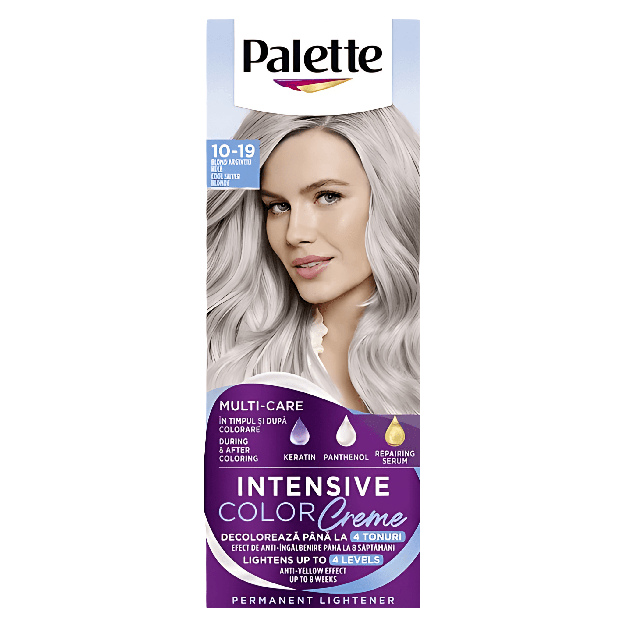Decolorant de par Palette Intensive Color Creme, 115 ml, 10-19 Blond Argintiu Rece
