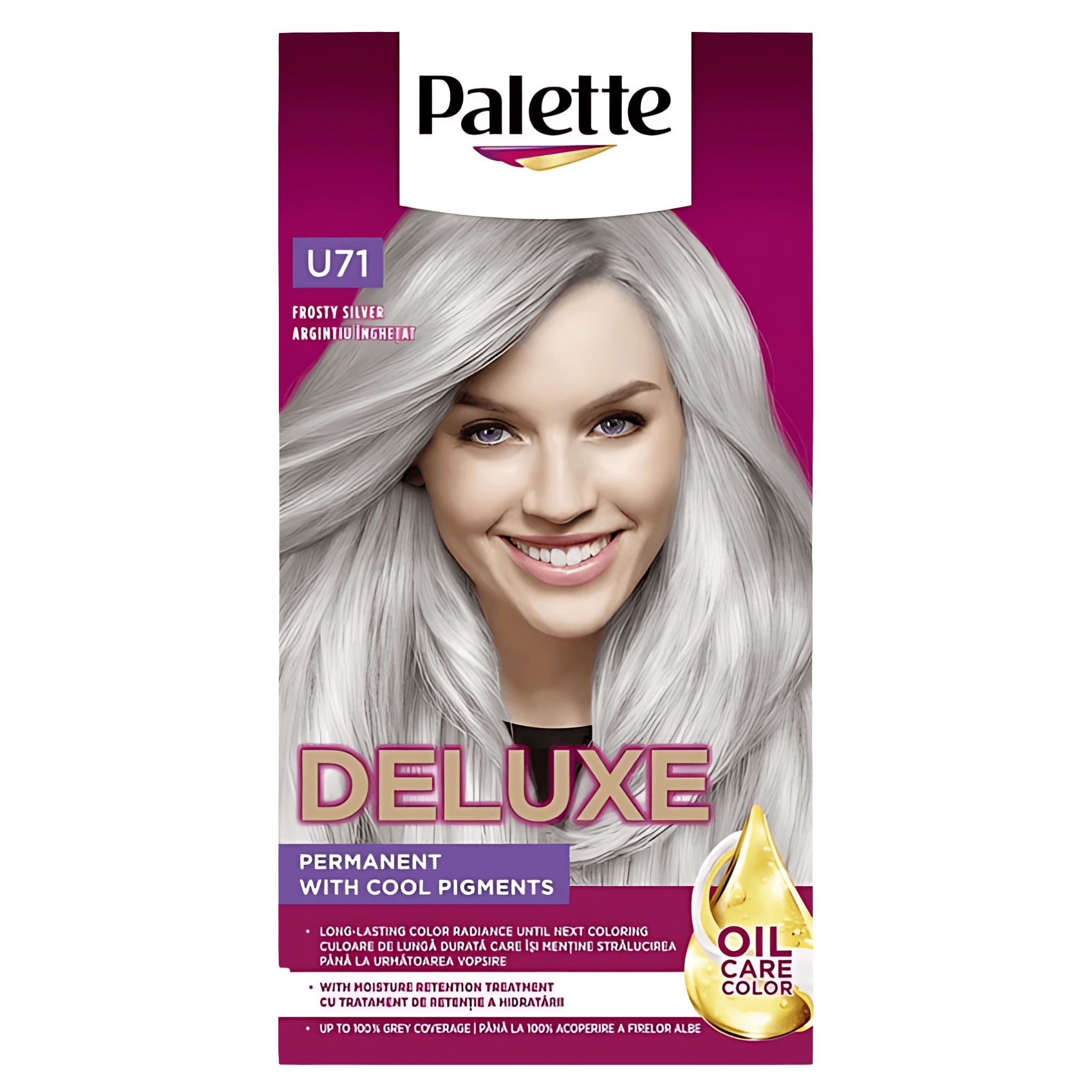 Vopsea de par Palette Deluxe Oil-Care Color, U71 Frosty Silver, 115ml