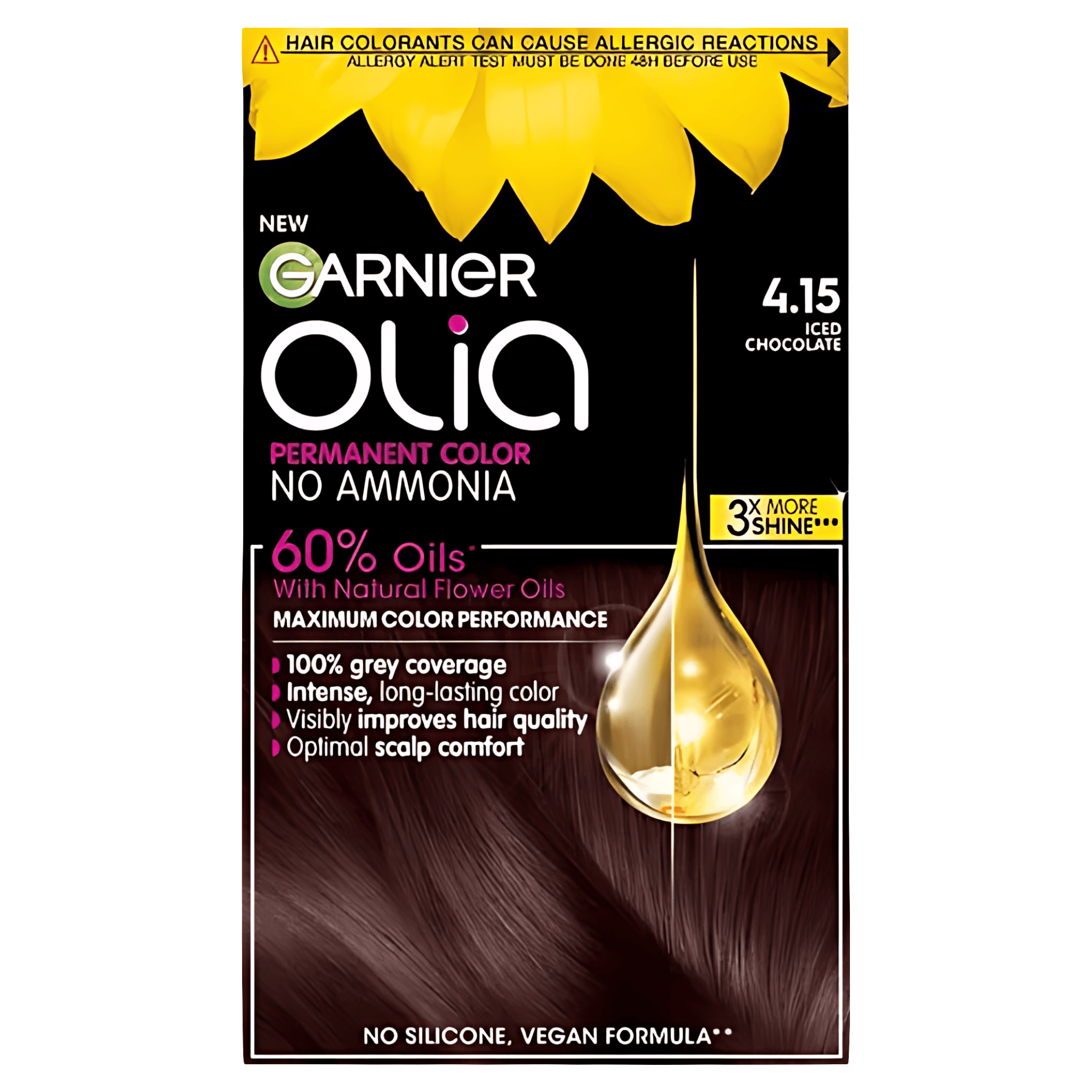 Vopsea permanenta pentru par Garnier Olia, 4.15 ciocolat glacial