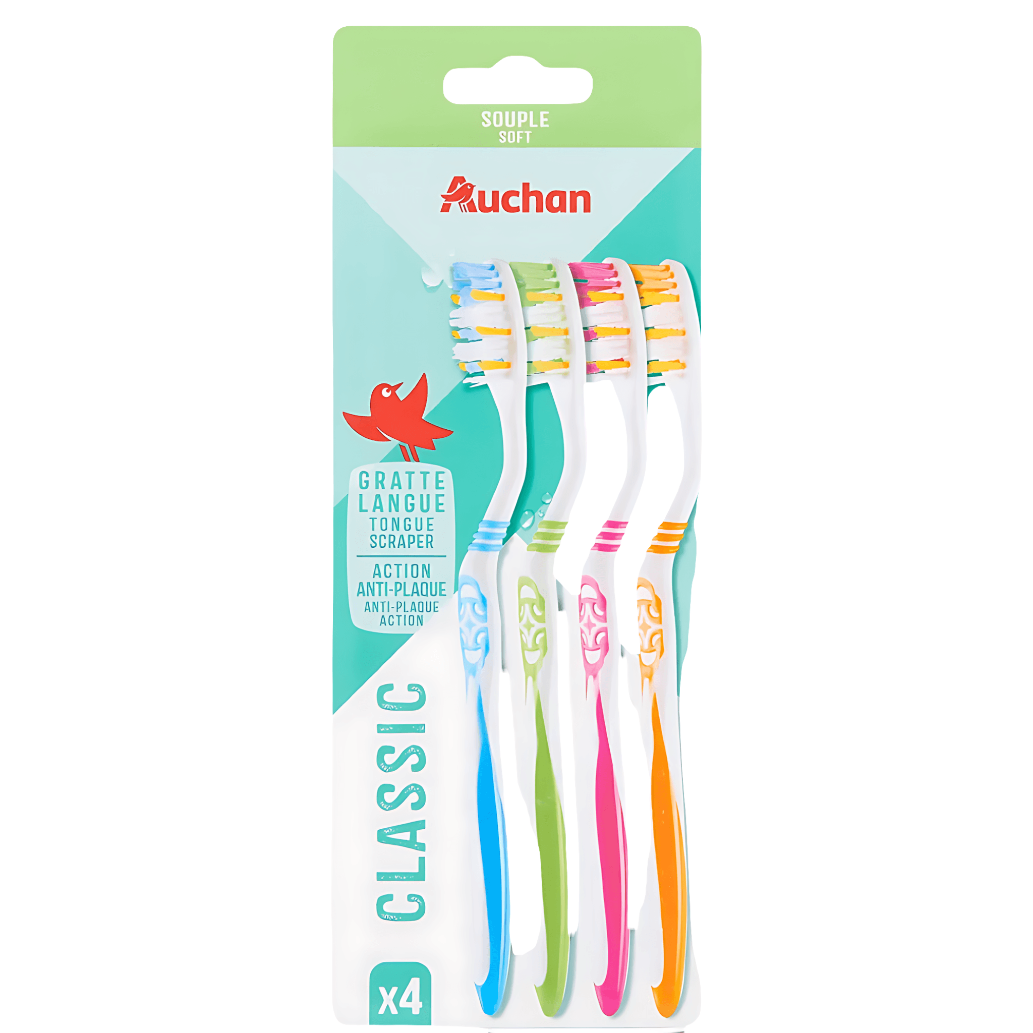 Periuta de dinti Auchan Clasic Soft, 4 bucati