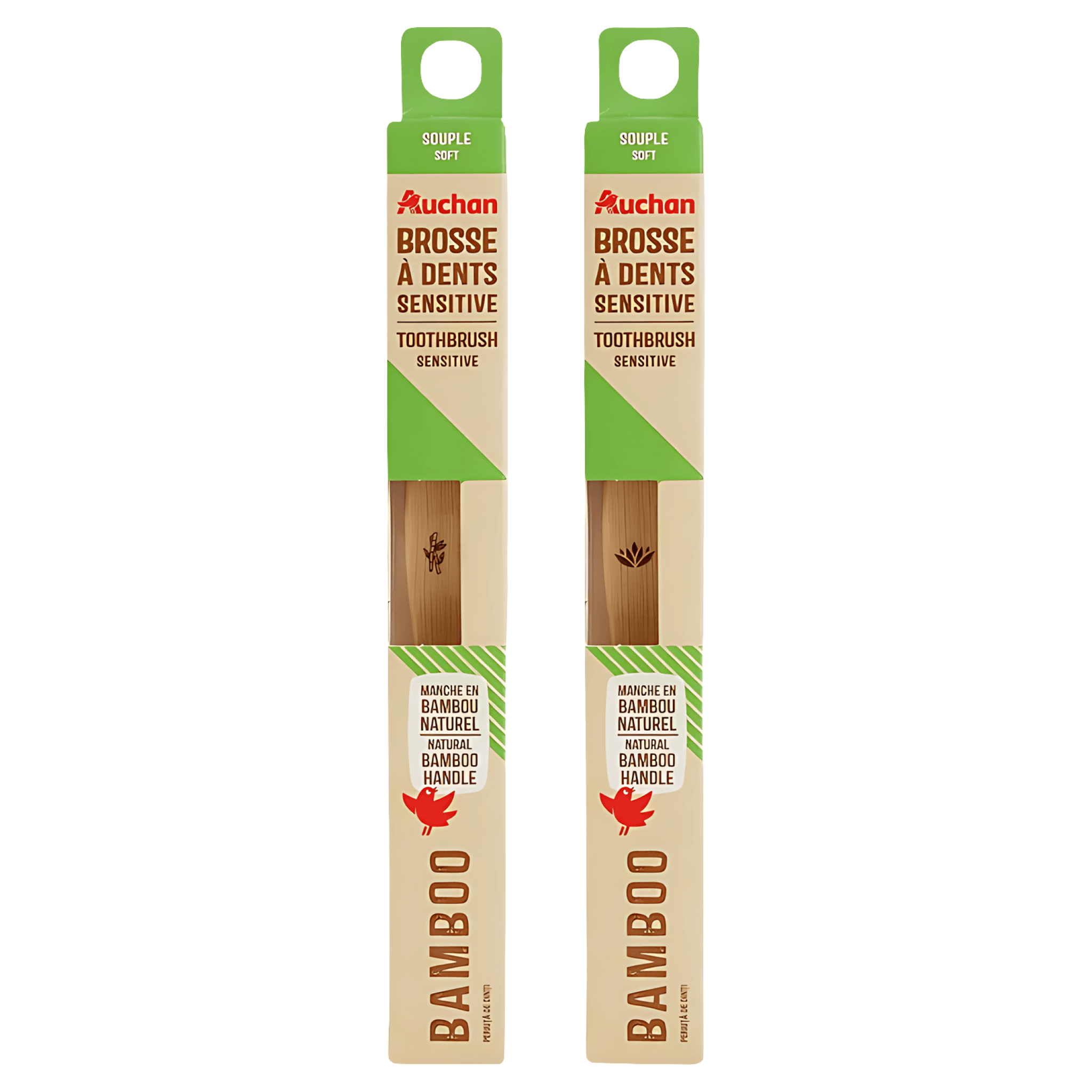 Periuta de dinti Auchan Sensitive, maner din bambus, 1 bucata