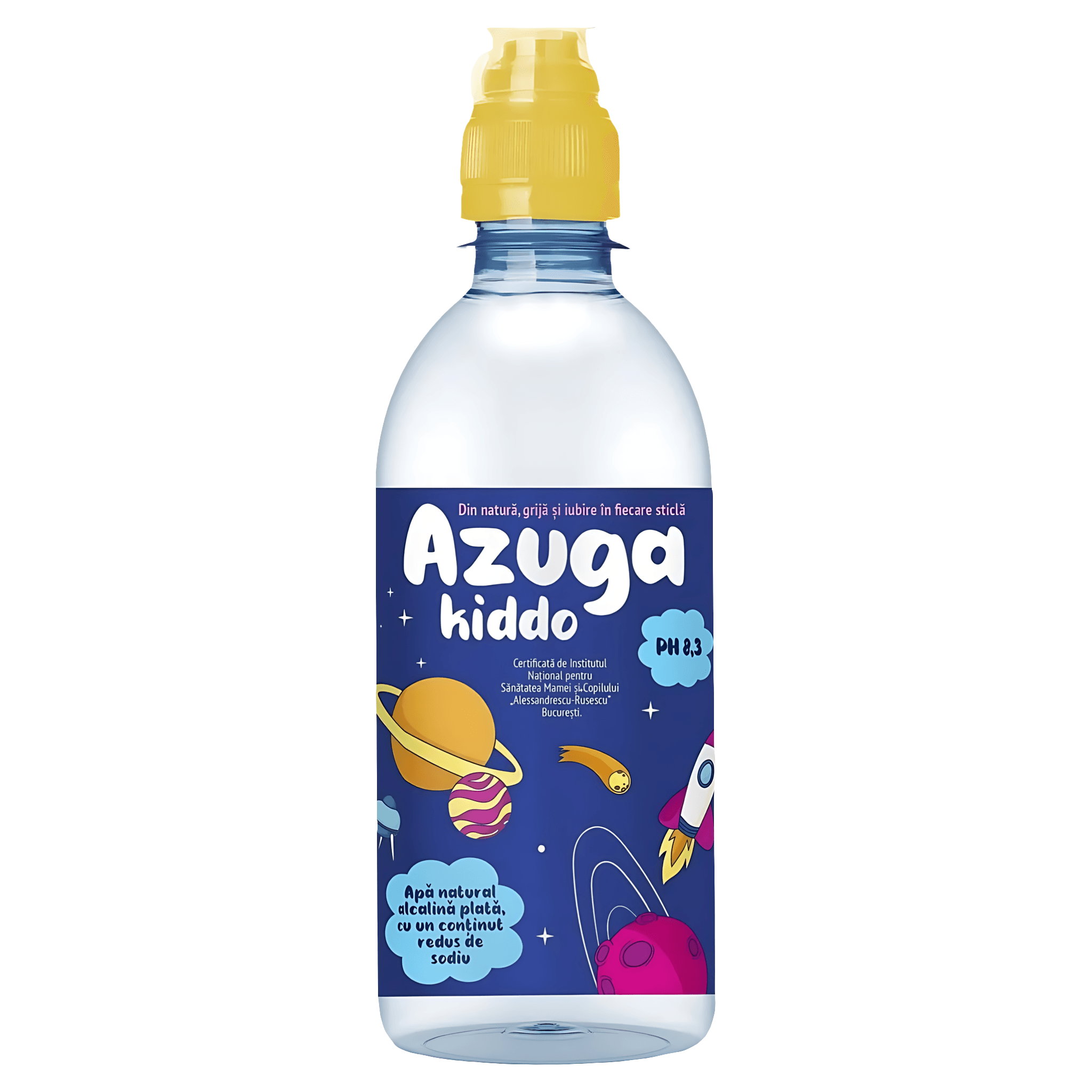 Apa natural alcalina plata Azuga Kiddo, pH 8.3, 0.33 l