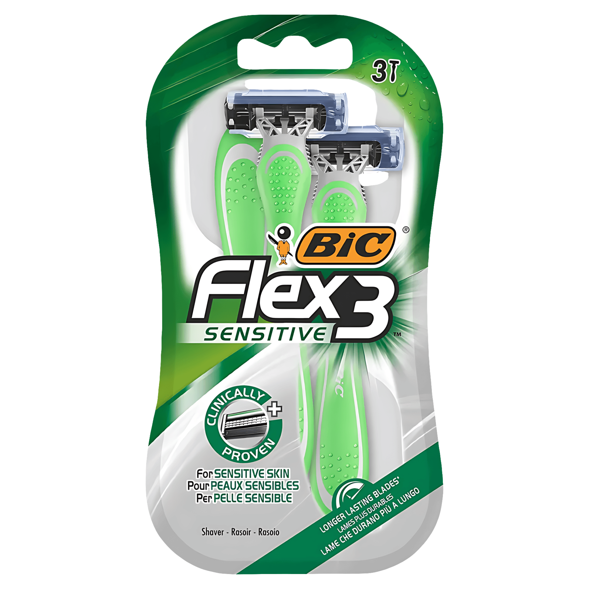 Aparat de ras cu 3 lame pentru femei FLEX 3, Culoarea Verde
