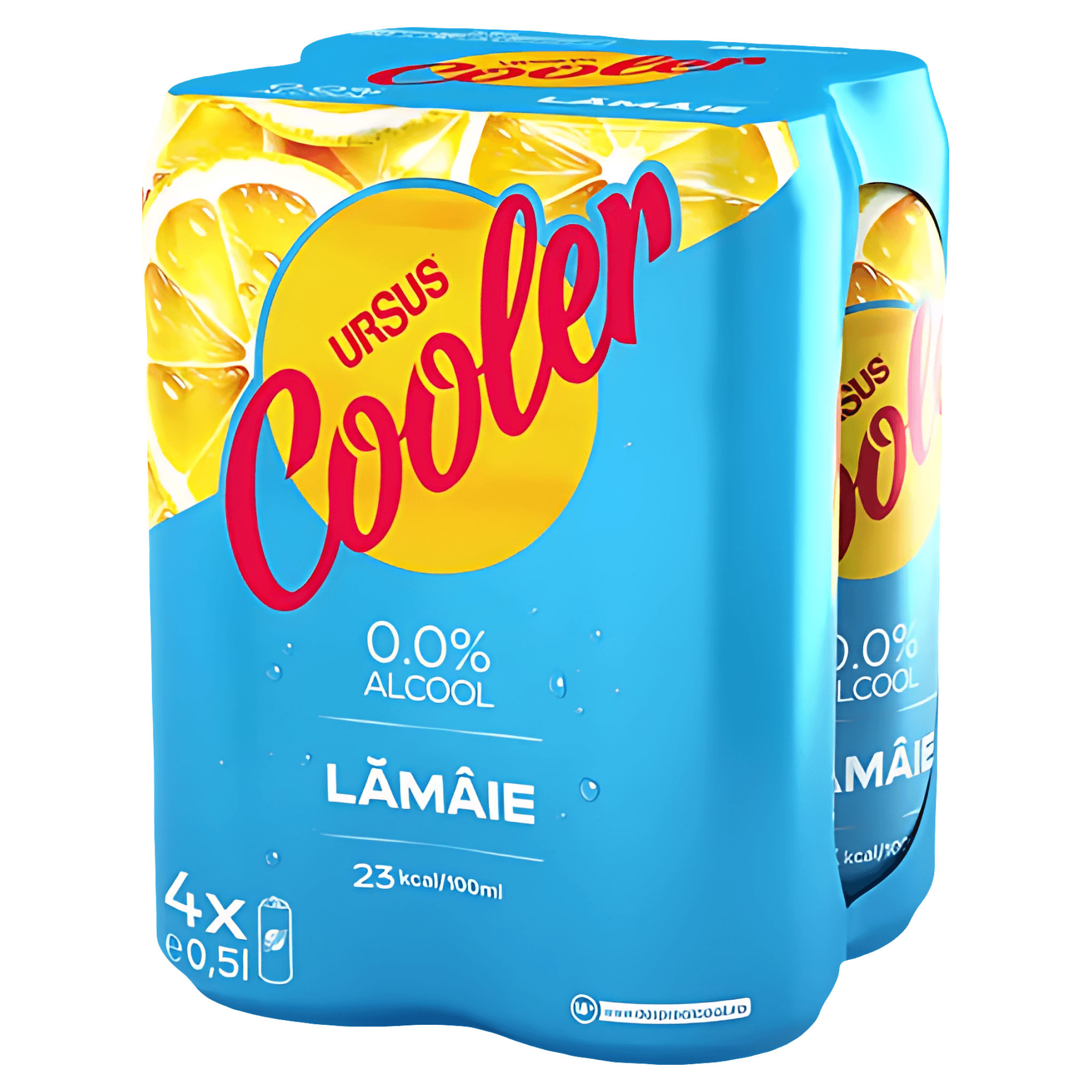 Bere blonda fara alcool cu aroma de lamaie Ursus Cooler, 4 x 0.5 l