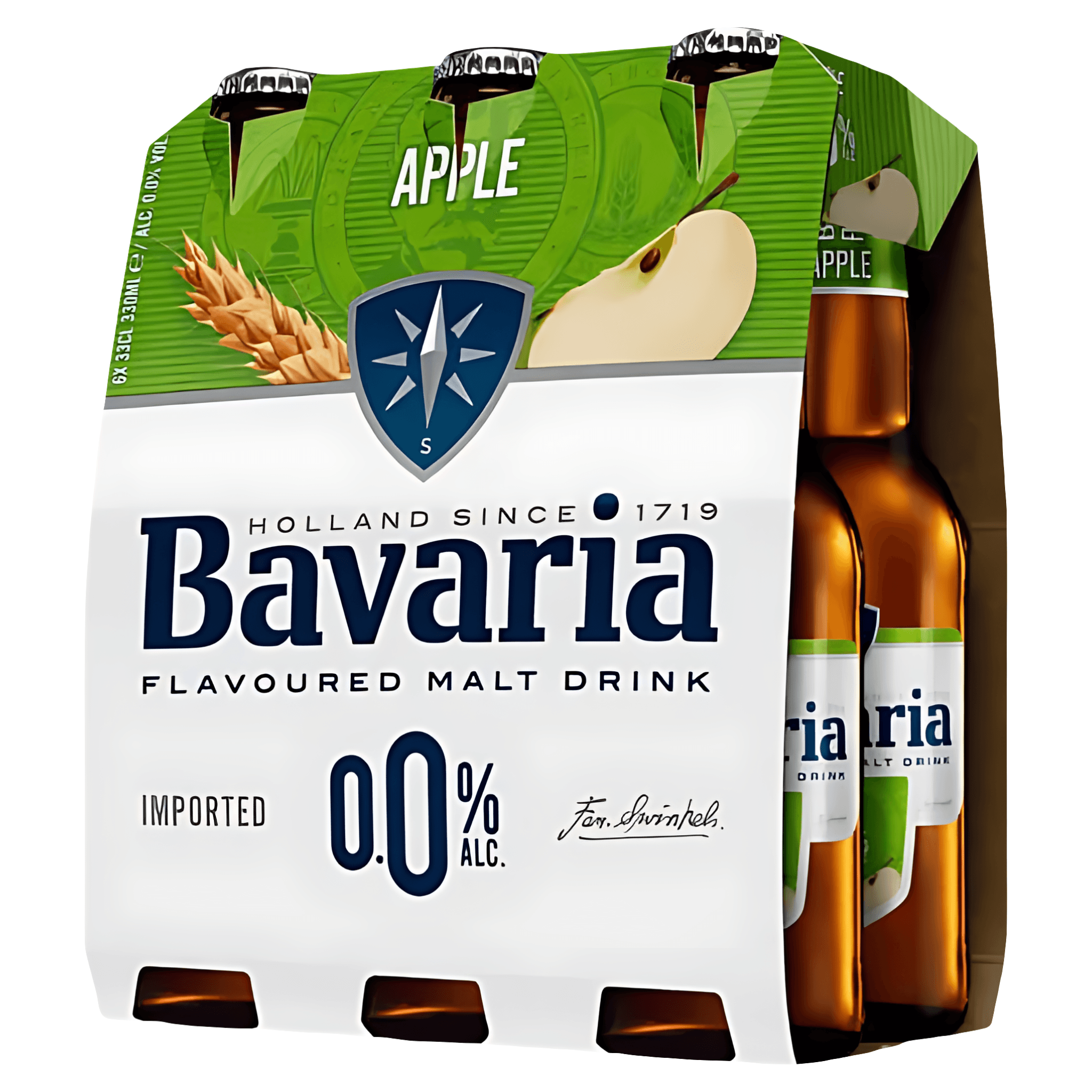 Bere aromatizata fara alcool Bavaria Apple, 6 x 0.33 l