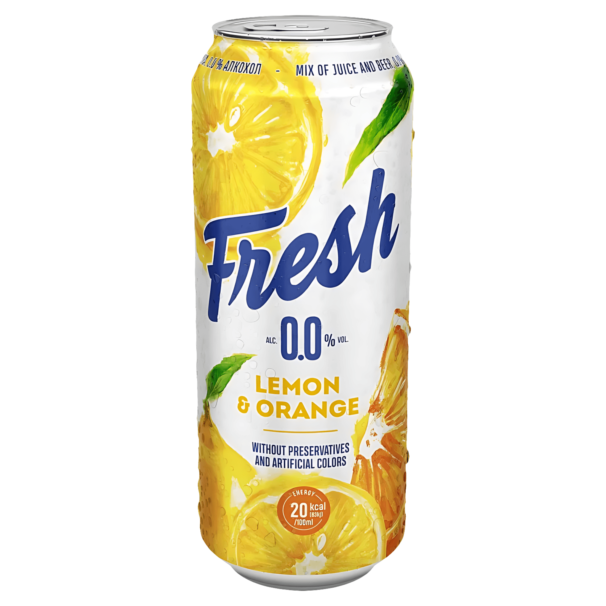 Bere aromatizata Fresh cu portocale si lamaie, fara alcool, 0.5 l