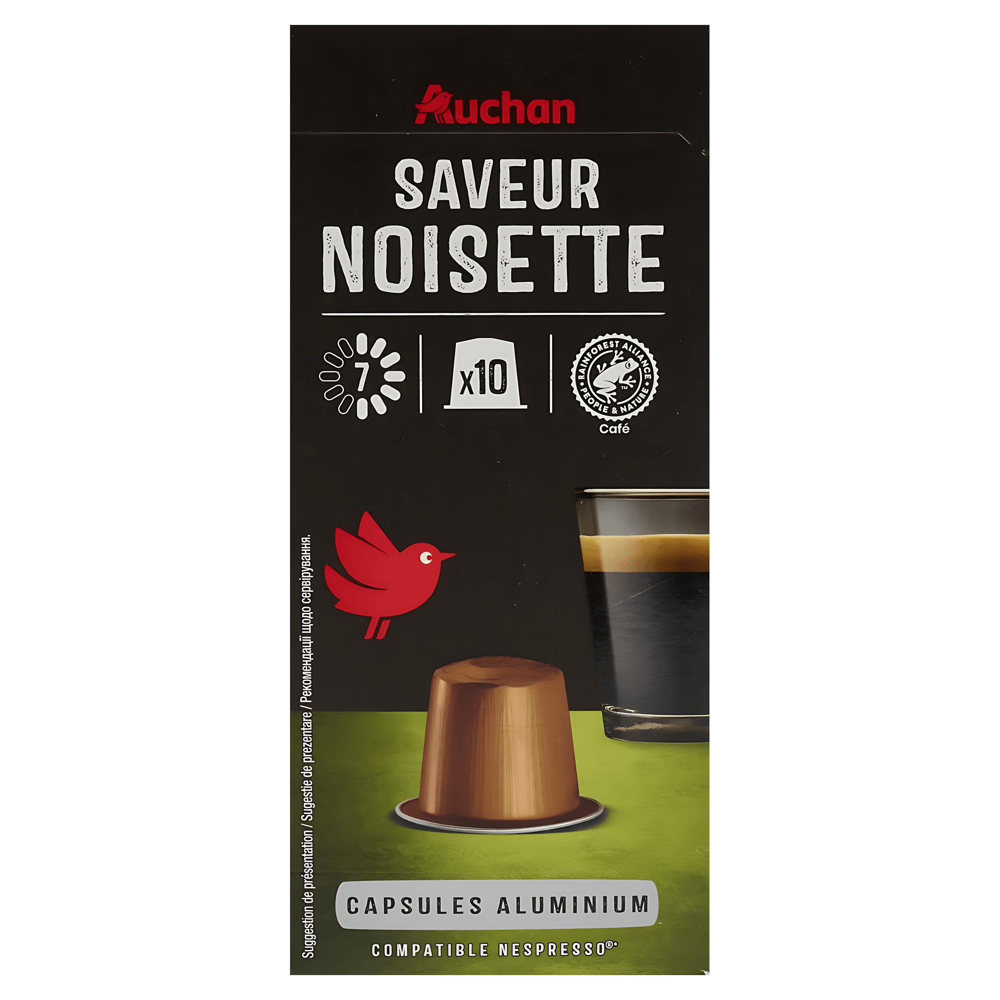 Capsule cafea Auchan Arabica cu aroma de alune de padure, compatibile Nespresso, 10 capsule