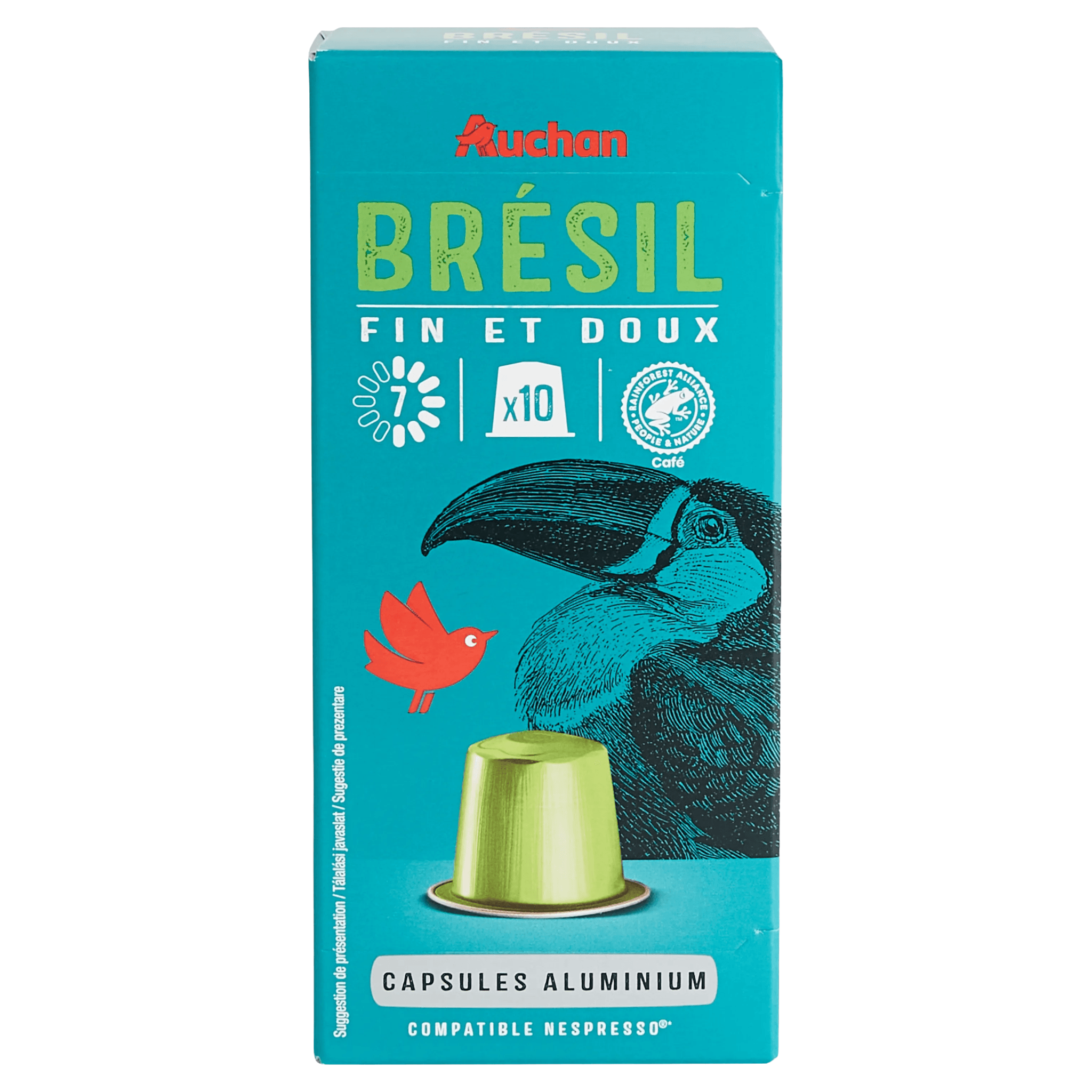 Capsule cafea Auchan Brazil, compatibile Nespresso, 10 capsule