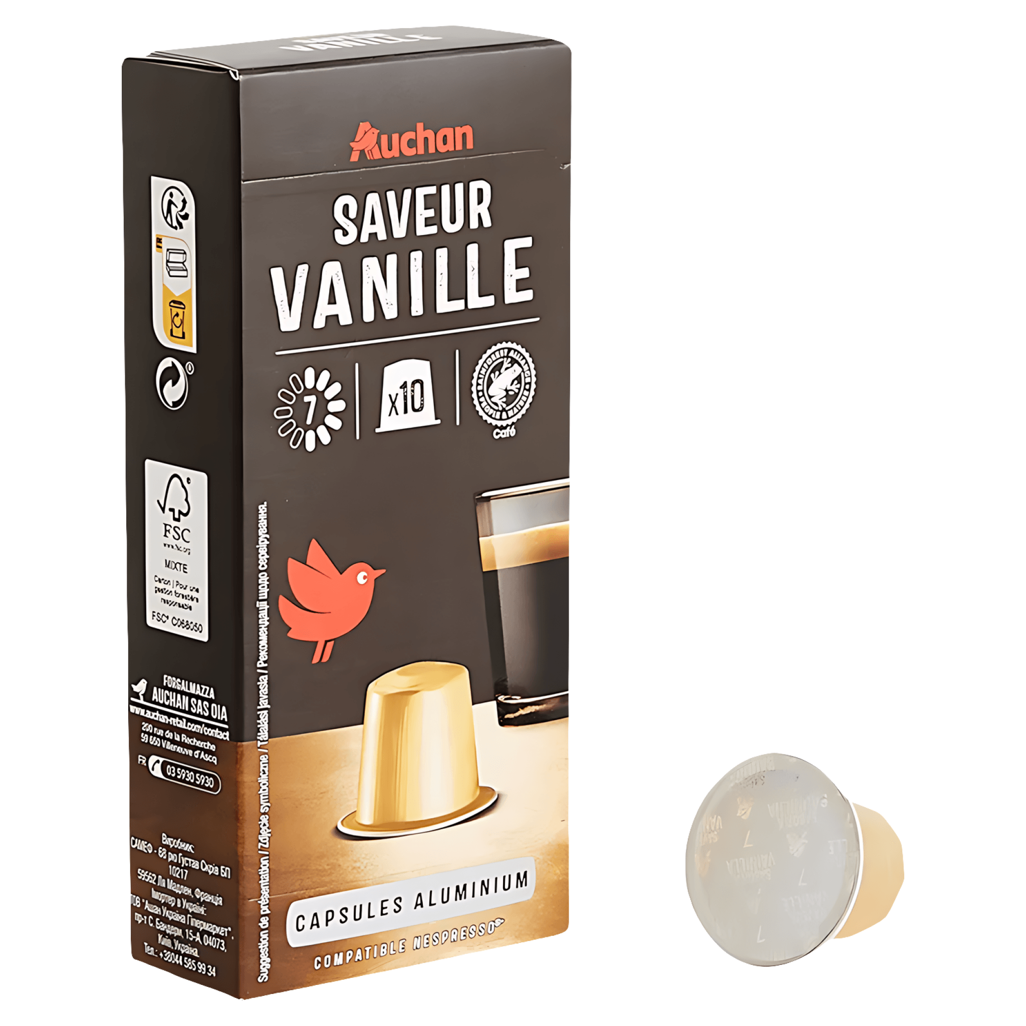 Capsule cafea Auchan Aroma Vanilie, compatibile Nespresso, 10 capsule
