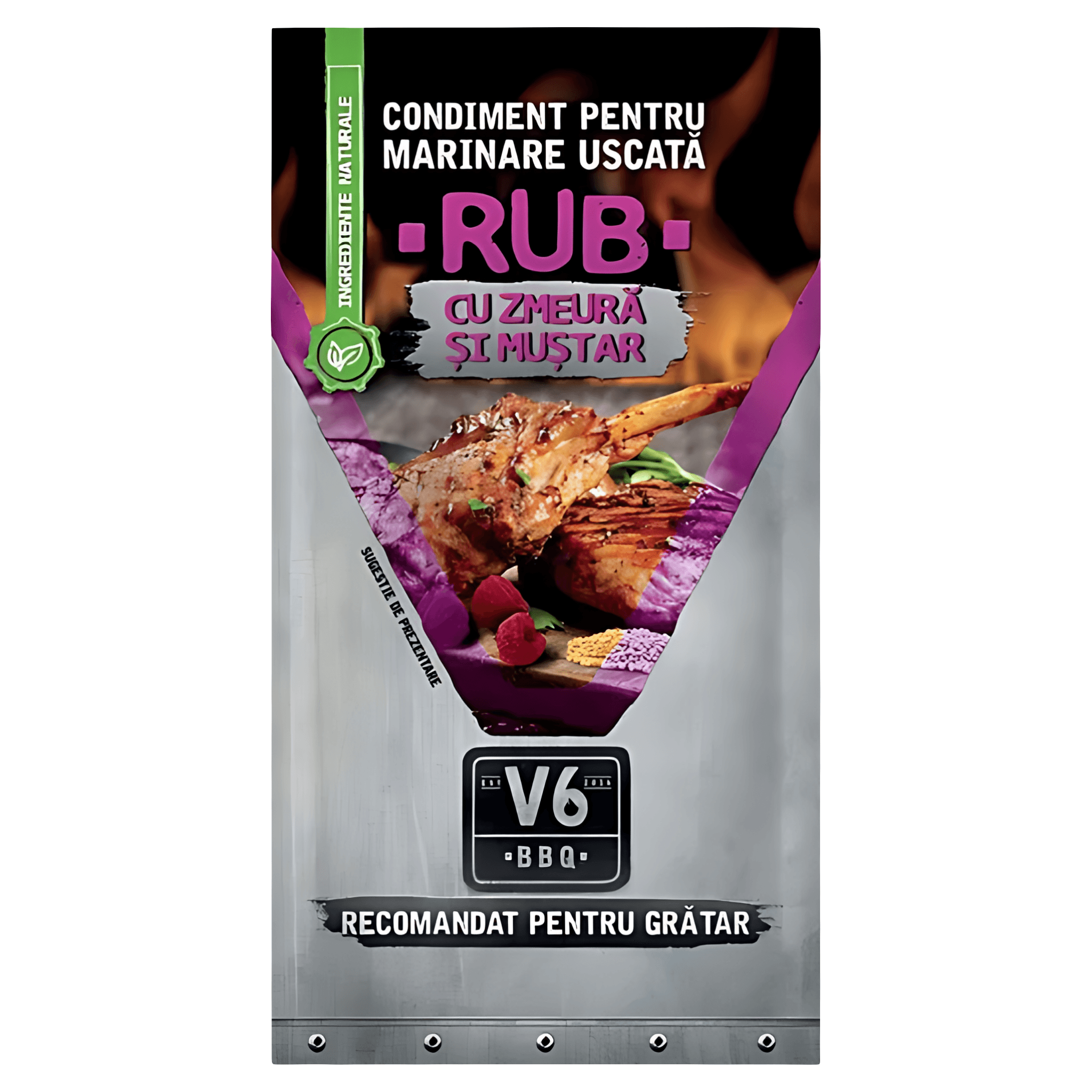 Condiment cu zmeura si mustar Rub V6BBQ 40 g