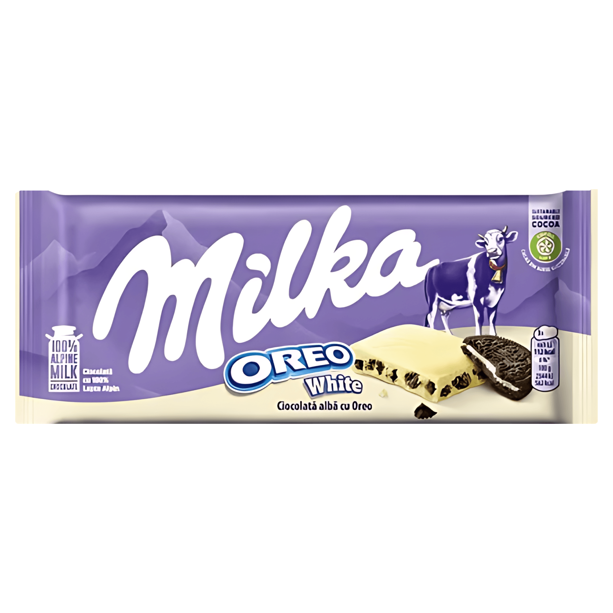 Ciocolata alba Milka oreo, 100 g