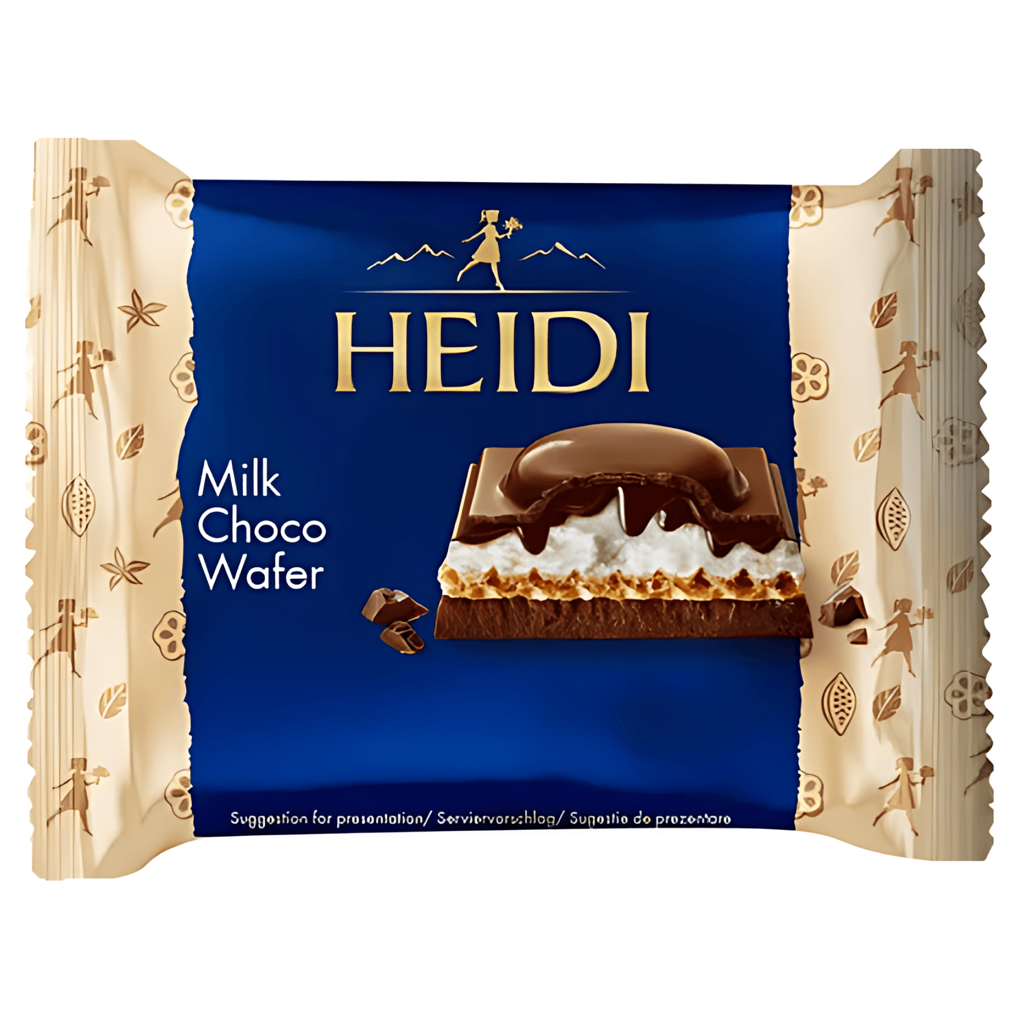 Ciocolata cu lapte si umplutura cu lapte, alune de padure si foi de napolitana Heidi, 55 g