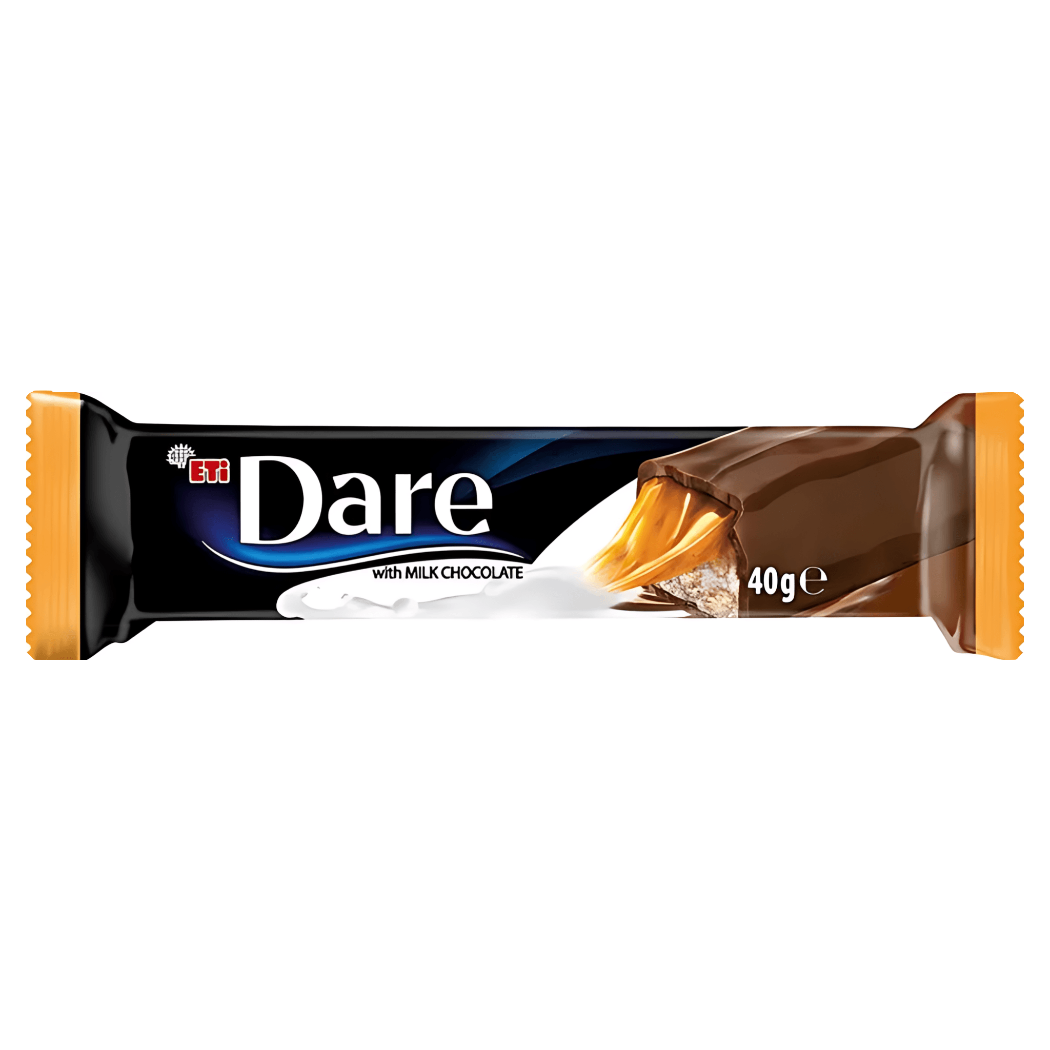 Baton cu ciocolata cu lapte, nuga, caramel si biscuite Dare, 40 g