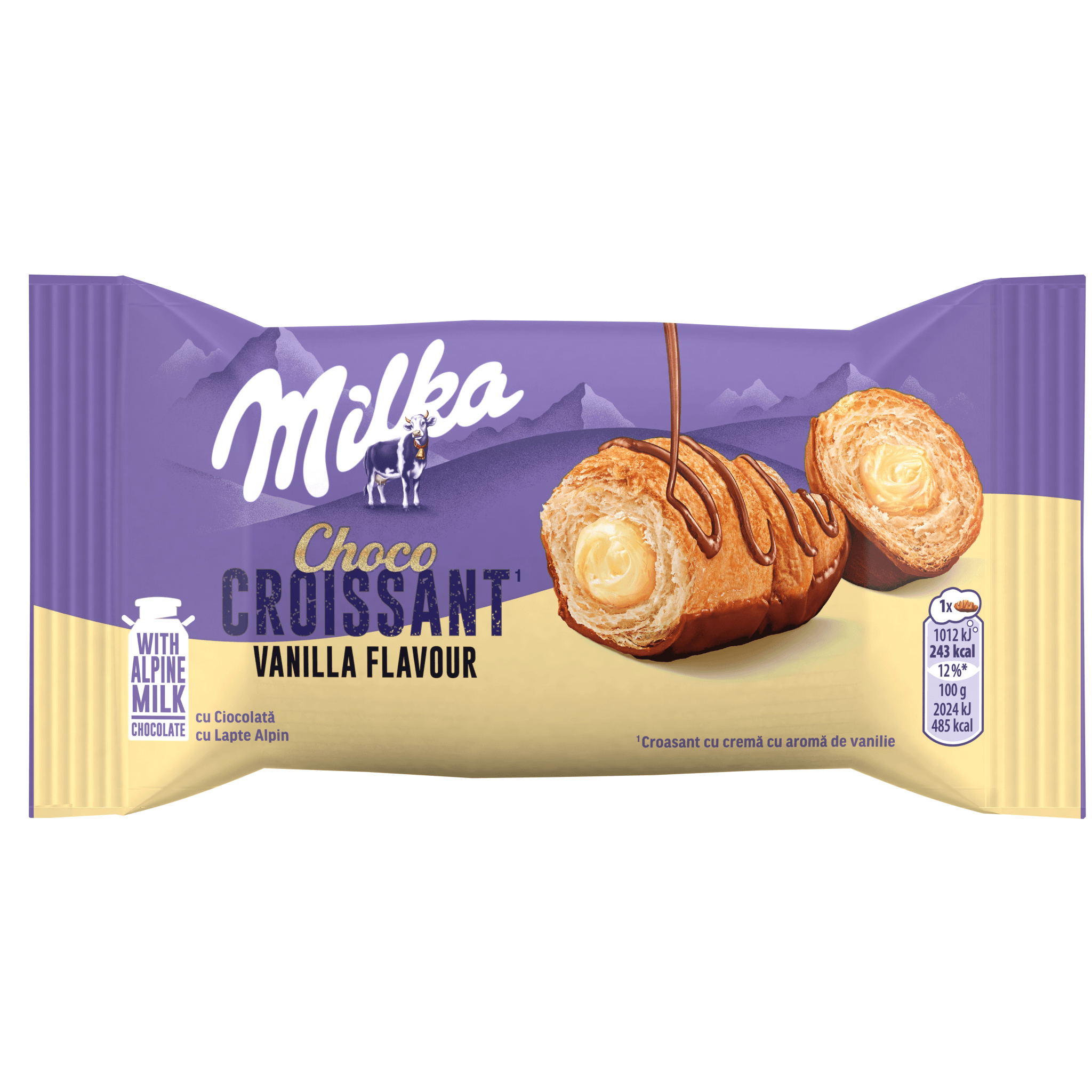 Croissant cu crema cu aroma de vanilie Milka, 50 g