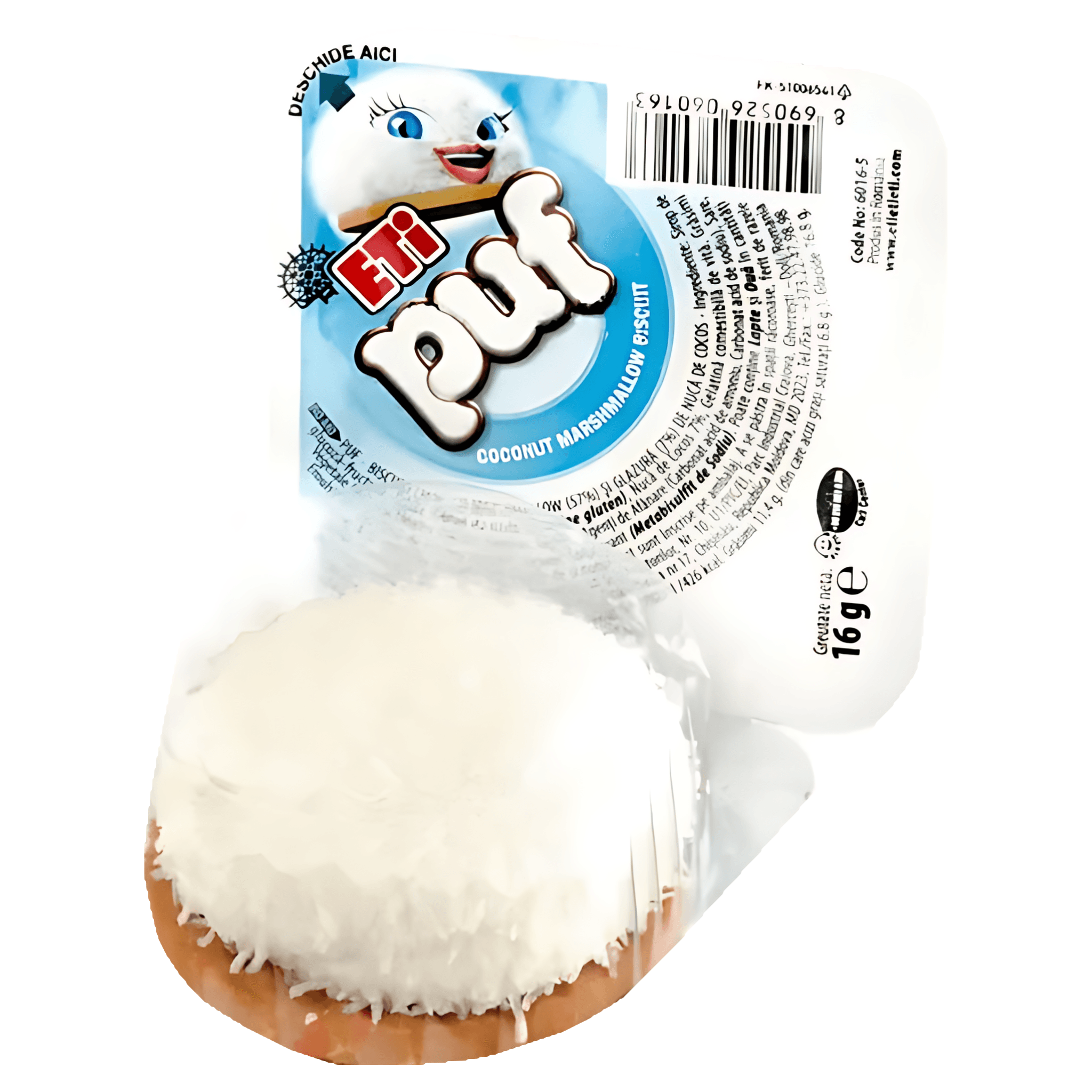Biscuite cu spuma de lapte si cocos Eti Puf, 18 g