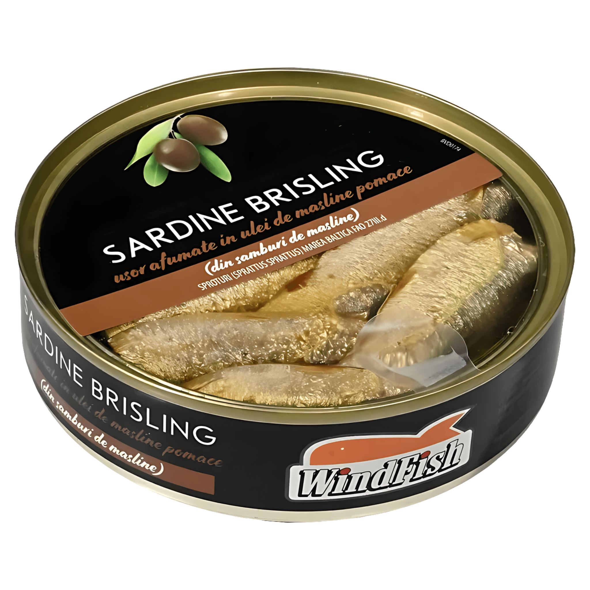 Sardine afumate in ulei din samburi de masline Brisling, 160 g
