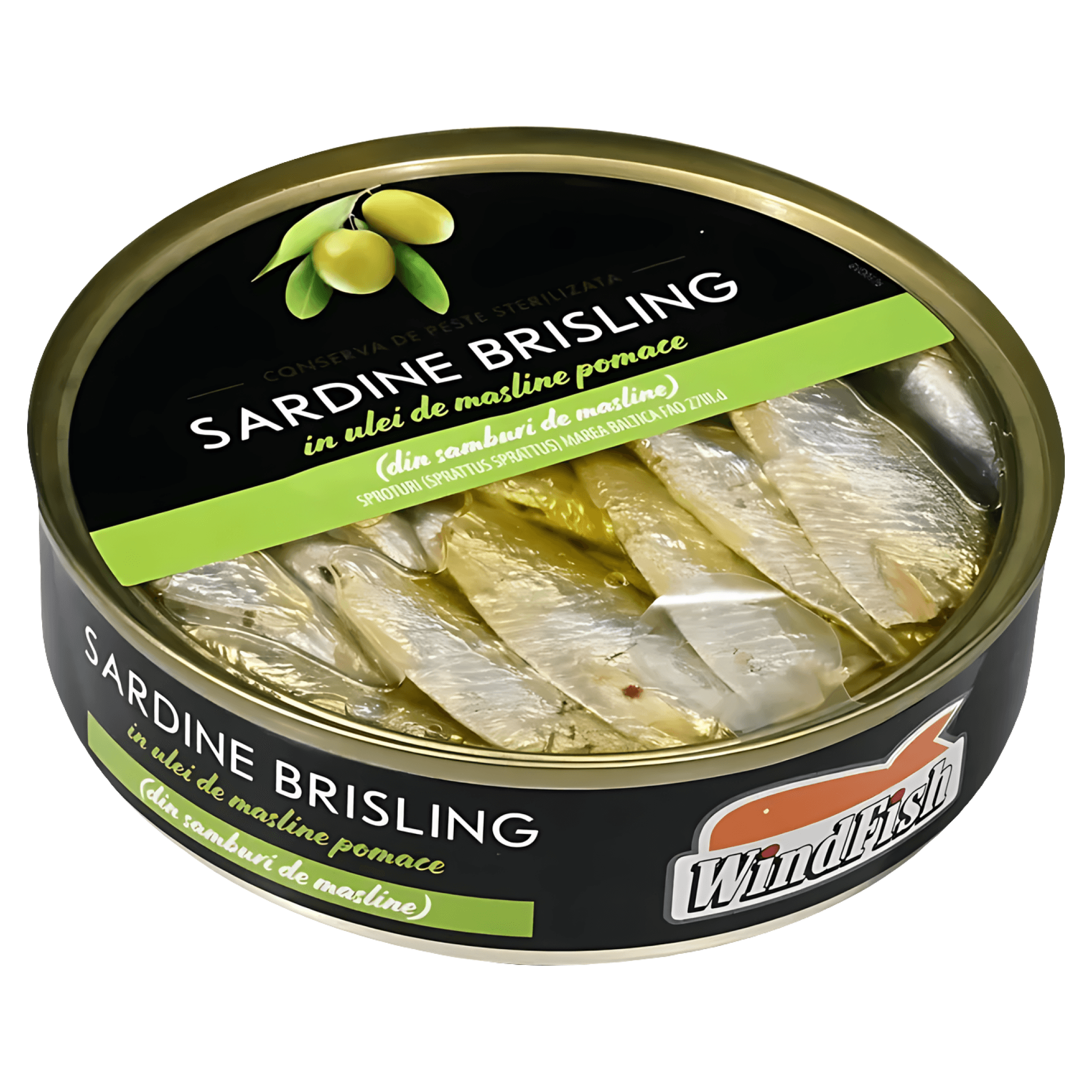 Sardine in ulei din samburi de masline Brisling, 160 g