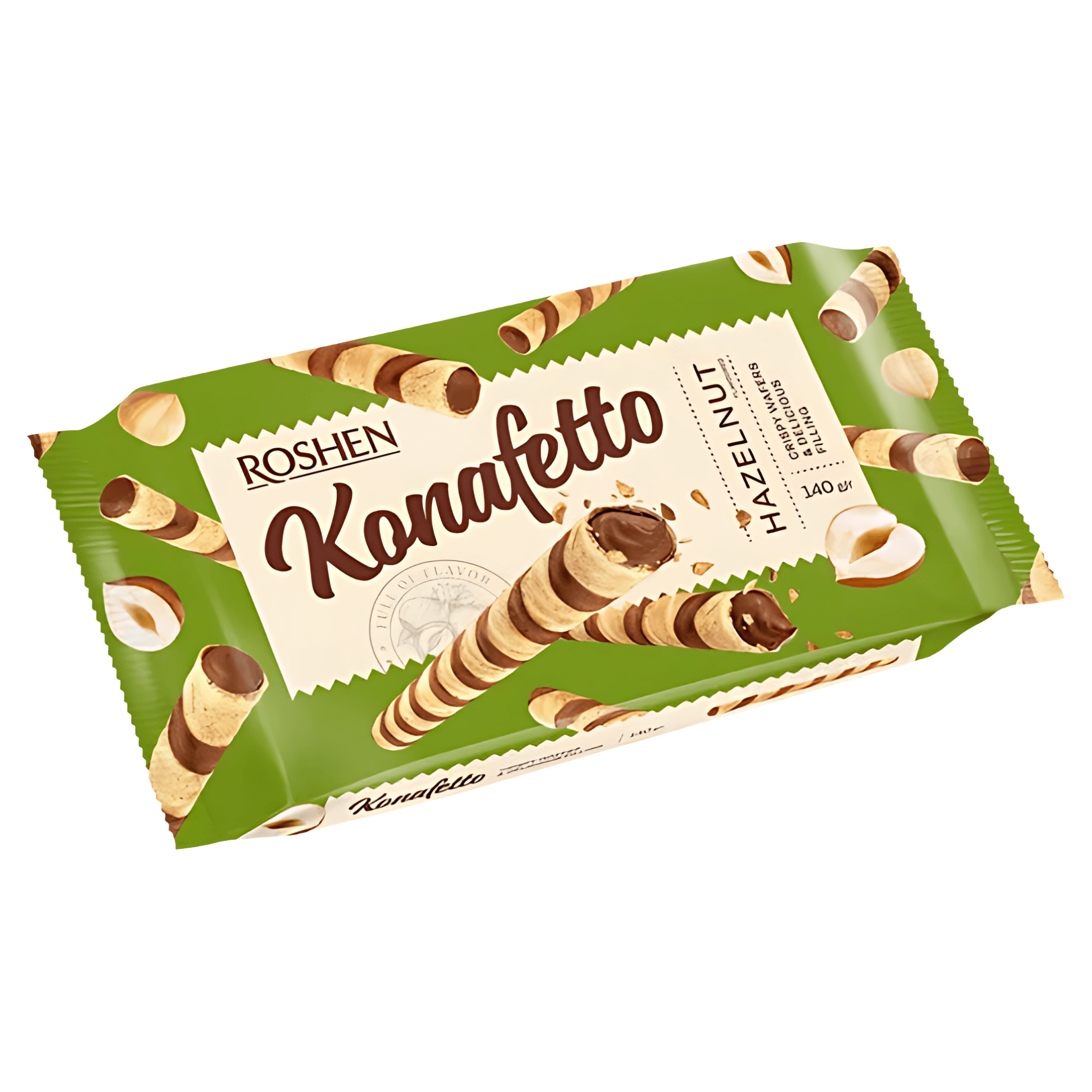 Rulouri din napolitana cu umplutura cu aroma de alune Roshen Konafetto, 140 g