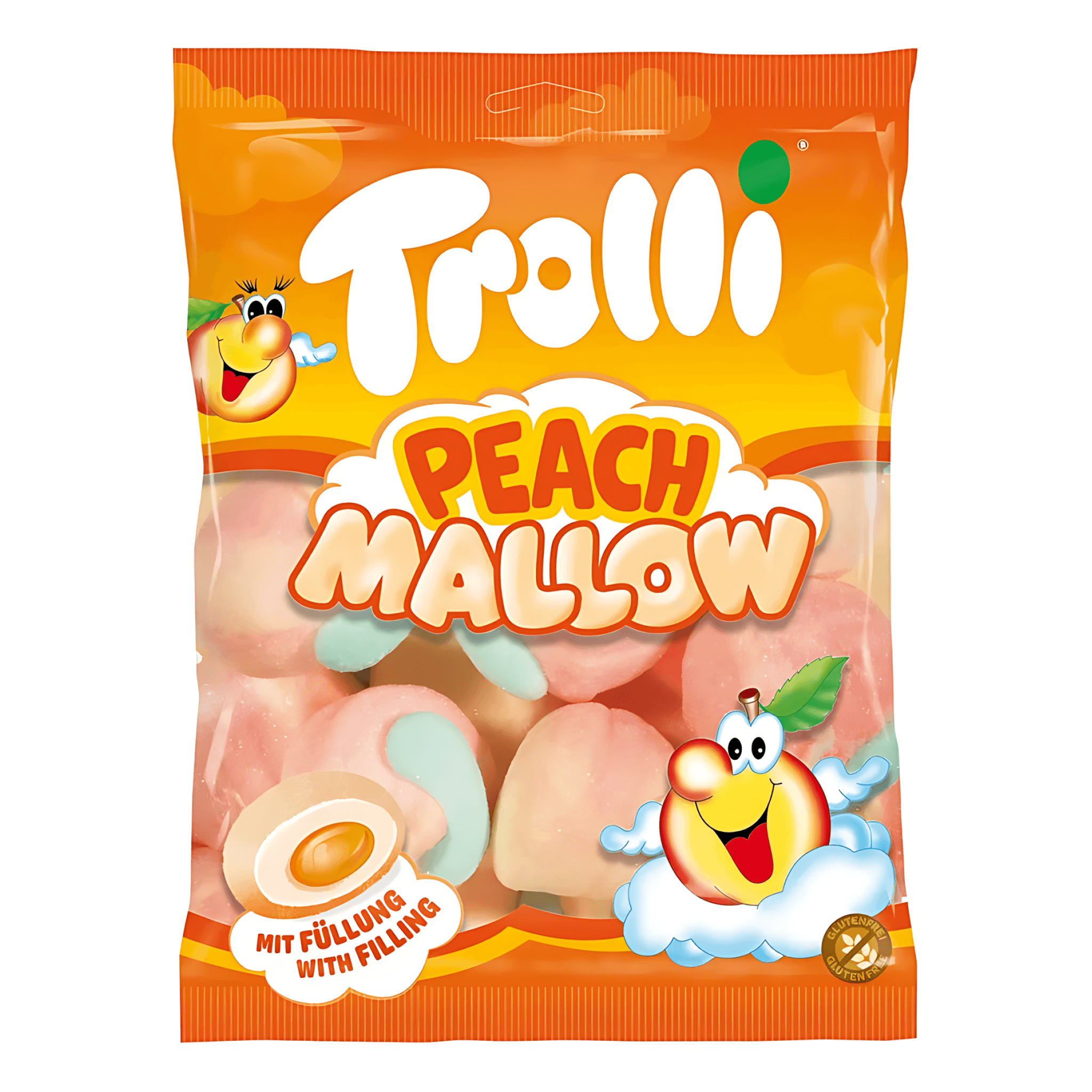 Bezele cu umplutura cu aroma de piersica Trolli Peach Mallow, 150 g