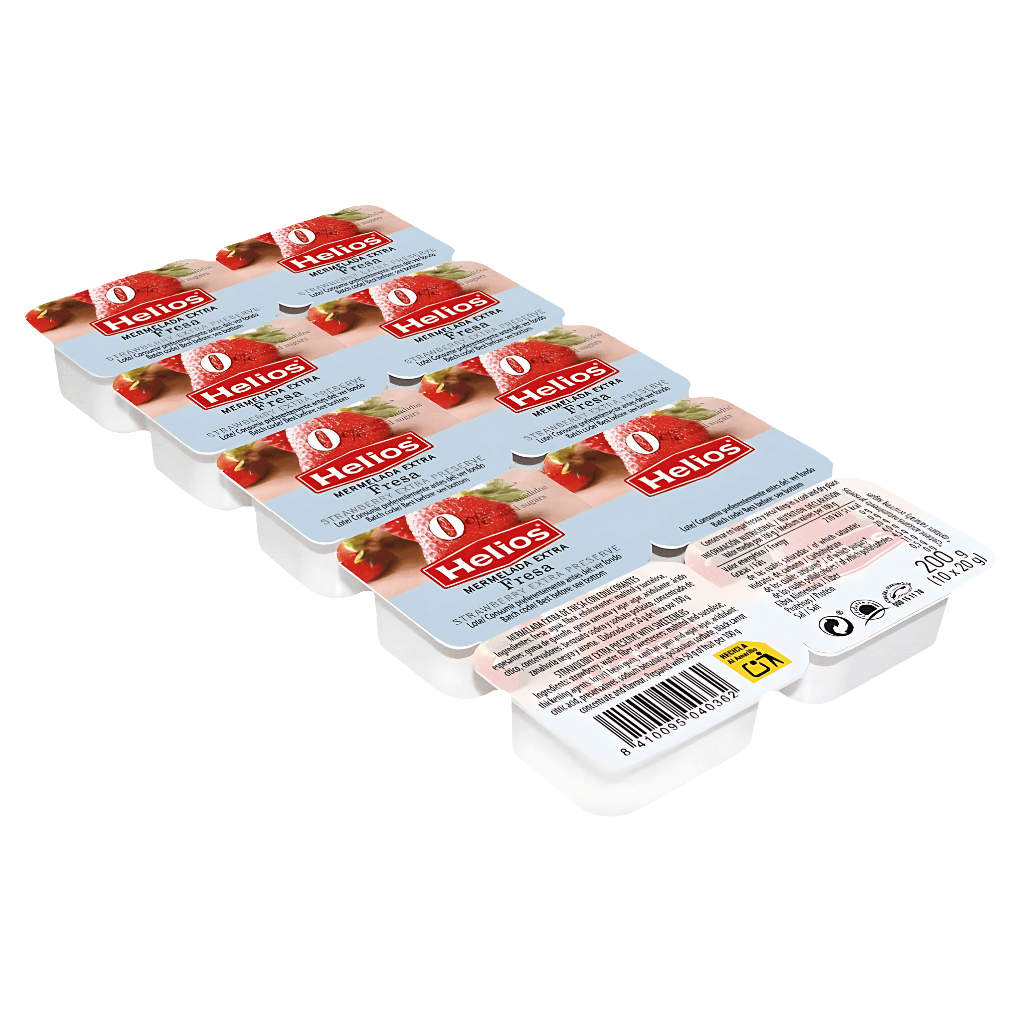 Gem extra din capsuni fara zahar adaugat Helios, 10 x 20 g