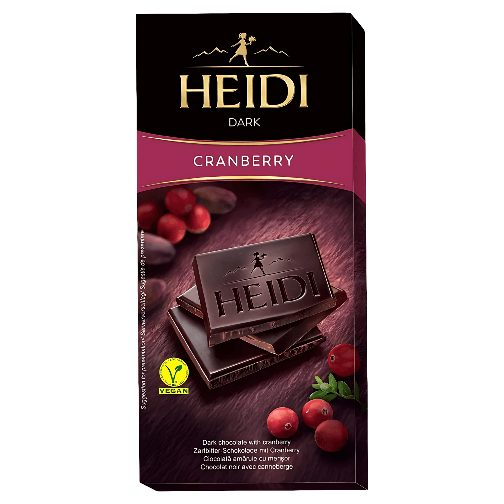 Ciocolata neagra Heidi Dark Cranberry, 80 g
