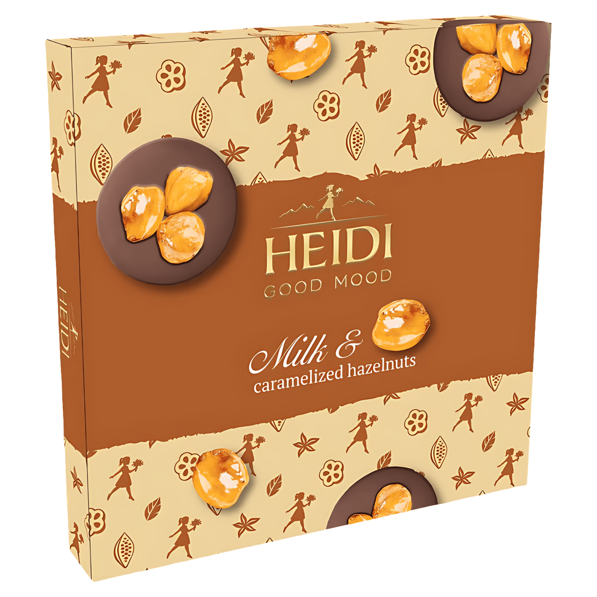 Praline de ciocolata cu lapte si alune caramelizate Heidi, 119 g