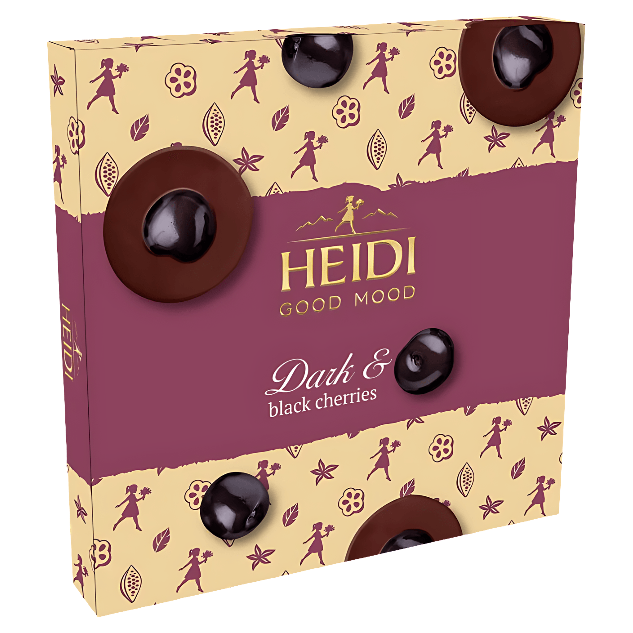Praline de ciocolata amaruie cu cirese confiate Heidi Good Mood, 119 g