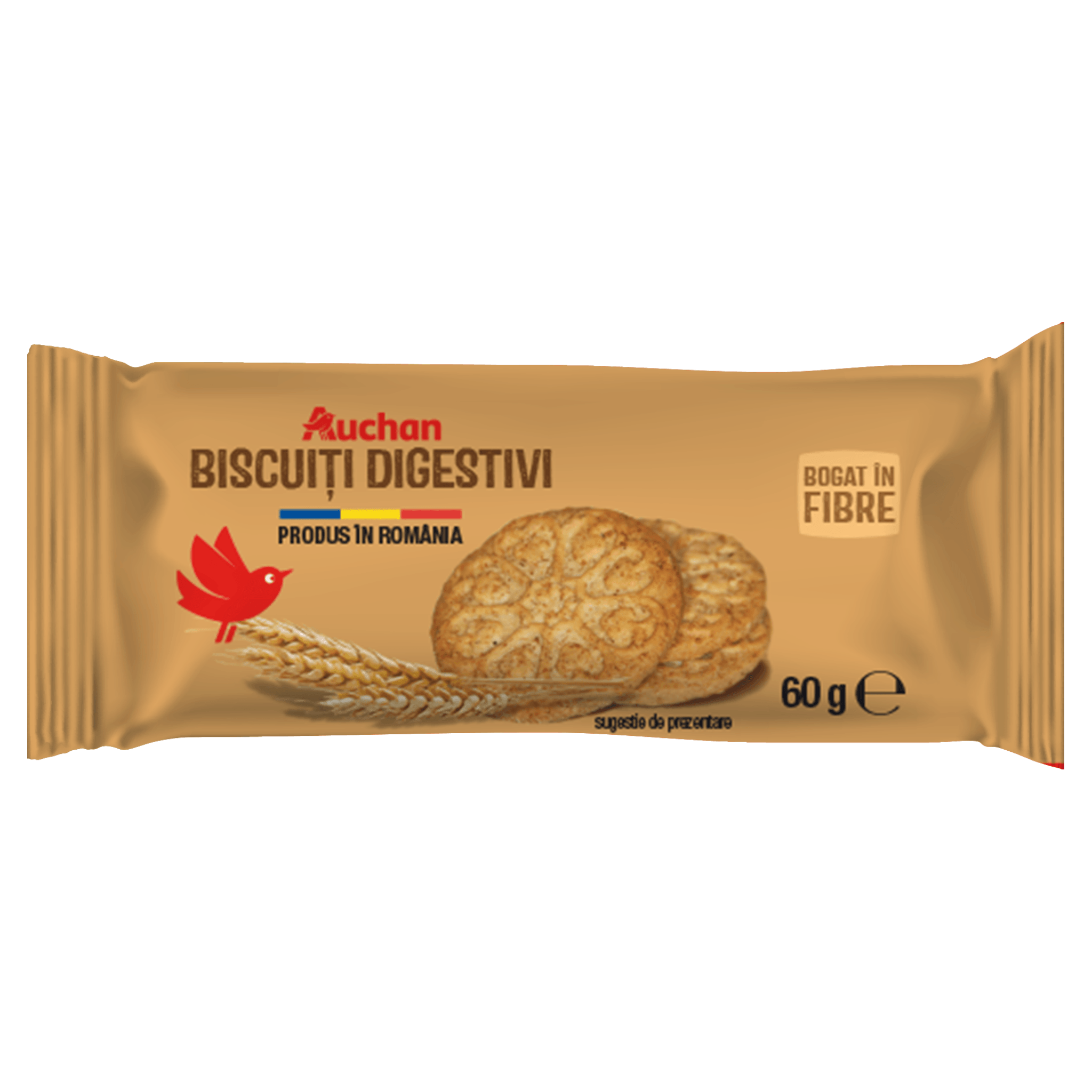 Biscuiti digestivi simpli Auchan, 60 g