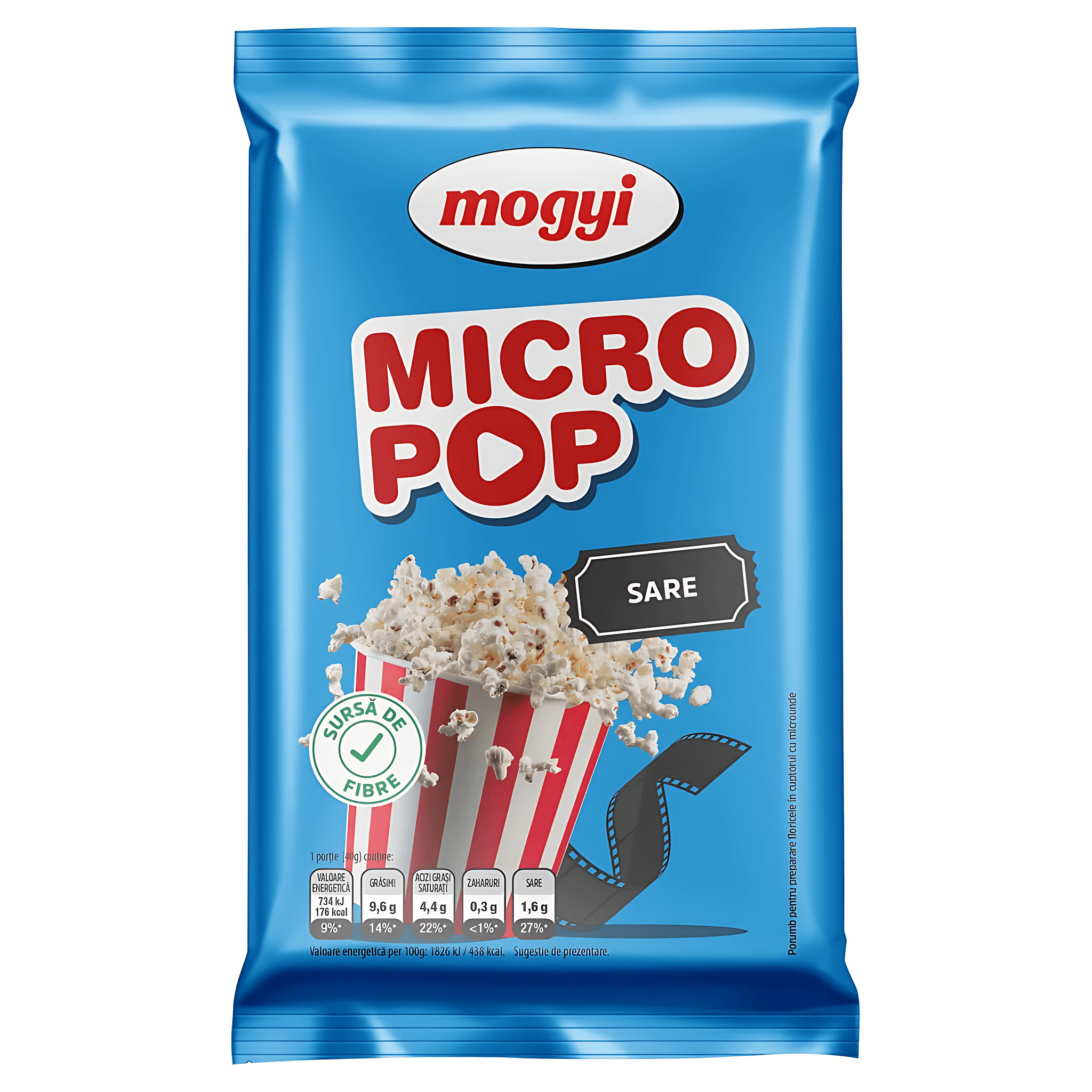 Popcorn cu sare Mogyi Micro Pop, 80 g
