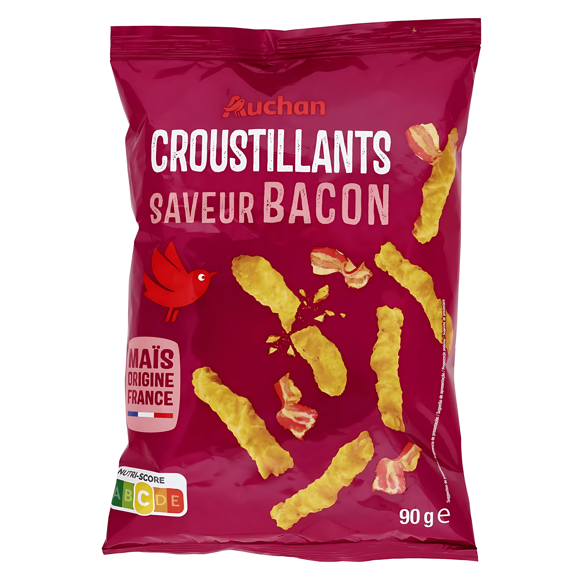 Pufuleti crocanti cu aroma de bacon Auchan, 90 g