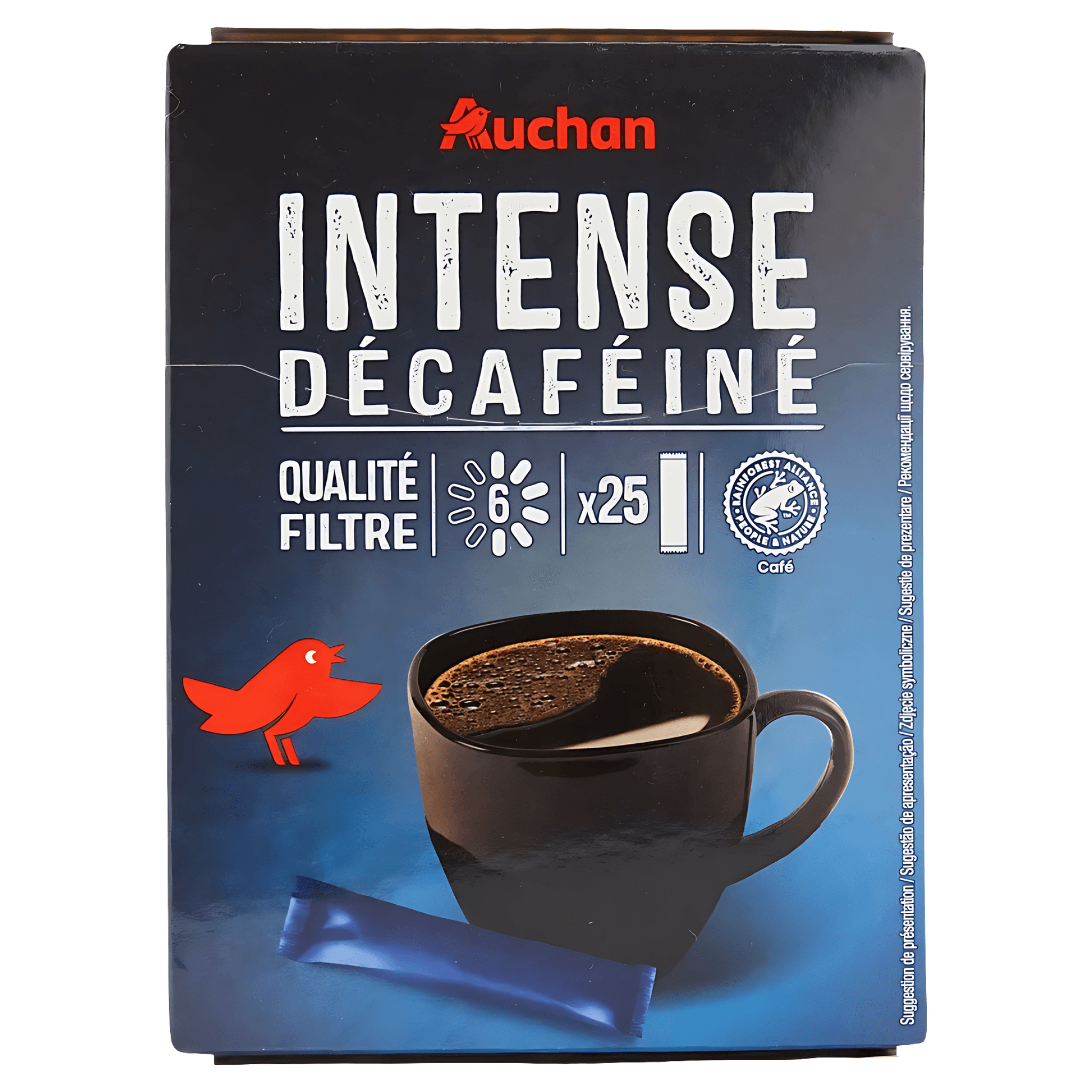 Cafea solubila decofeinizata Auchan plicuri 25 x 2 g
