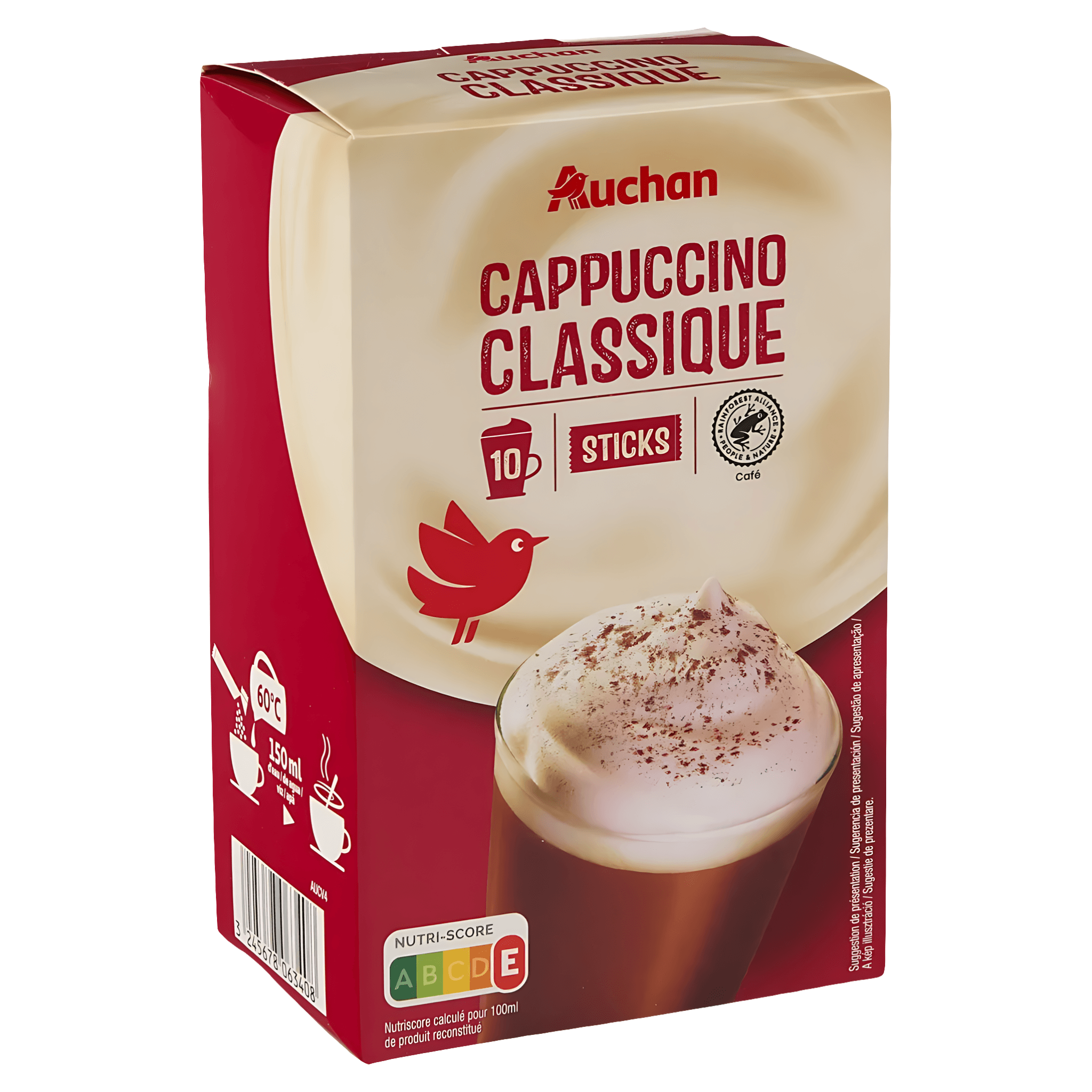 Cafea solubila Auchan Cappuccino Classique, 10 x 14 g