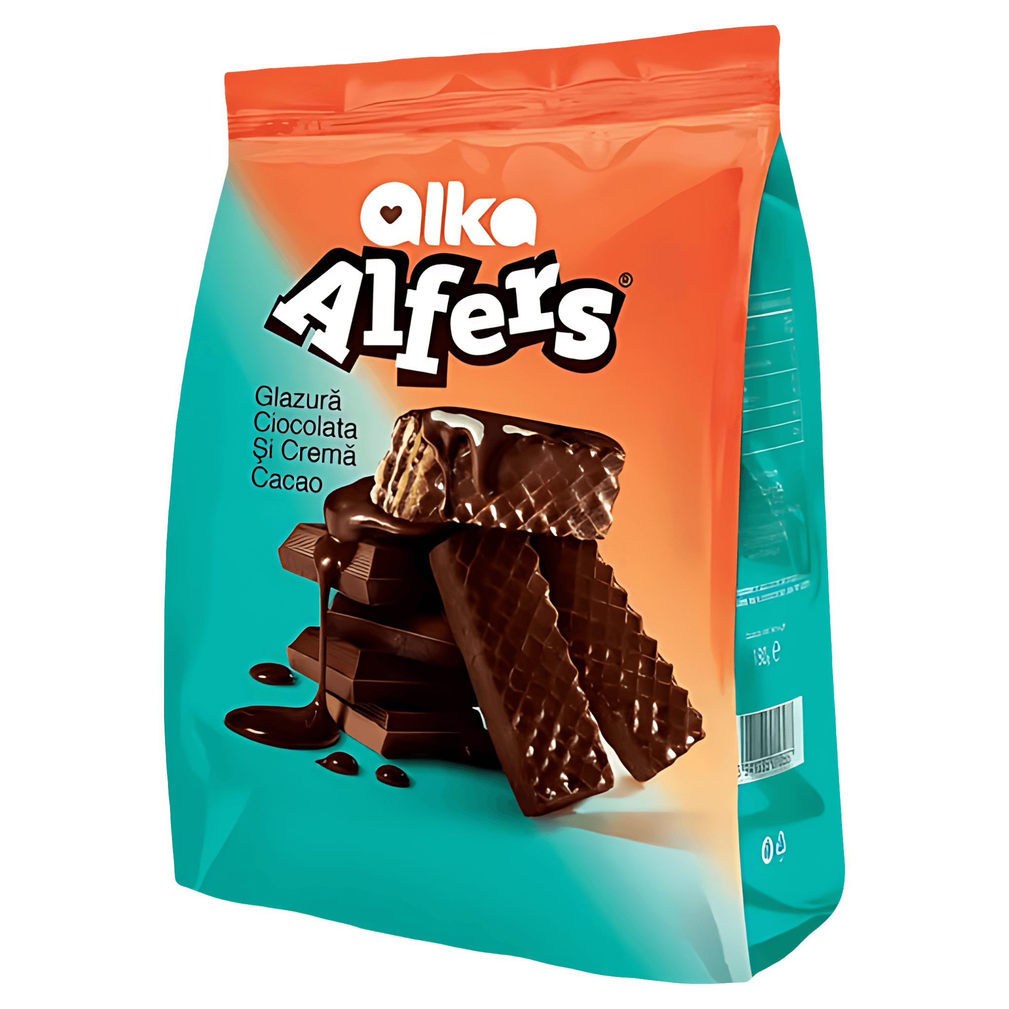 Napolitane Alfers cu crema de cacao, glazurate cu ciocolata, 180 g