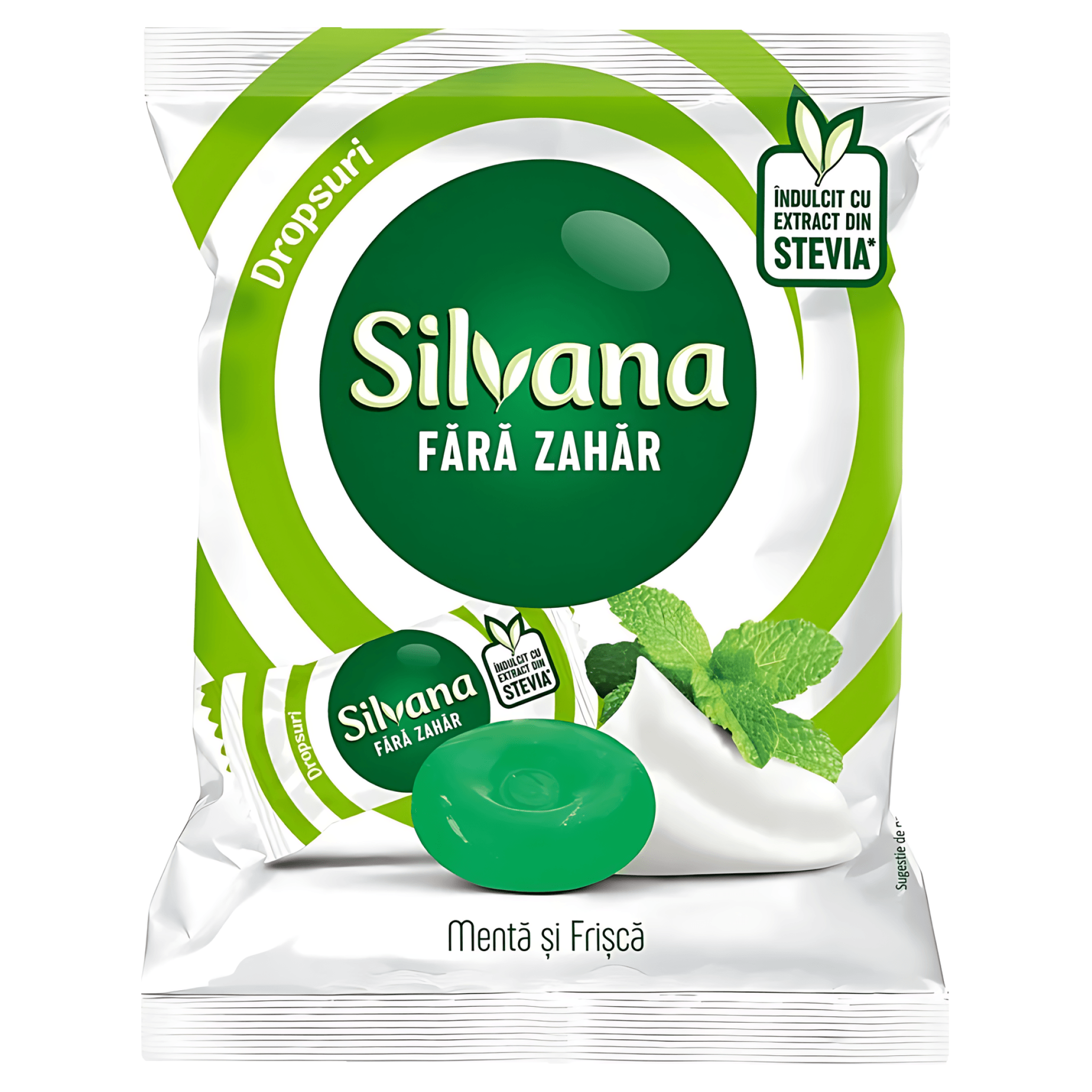 Dropsuri fara zahar cu aroma de menta si frisca Silvana, 60 g