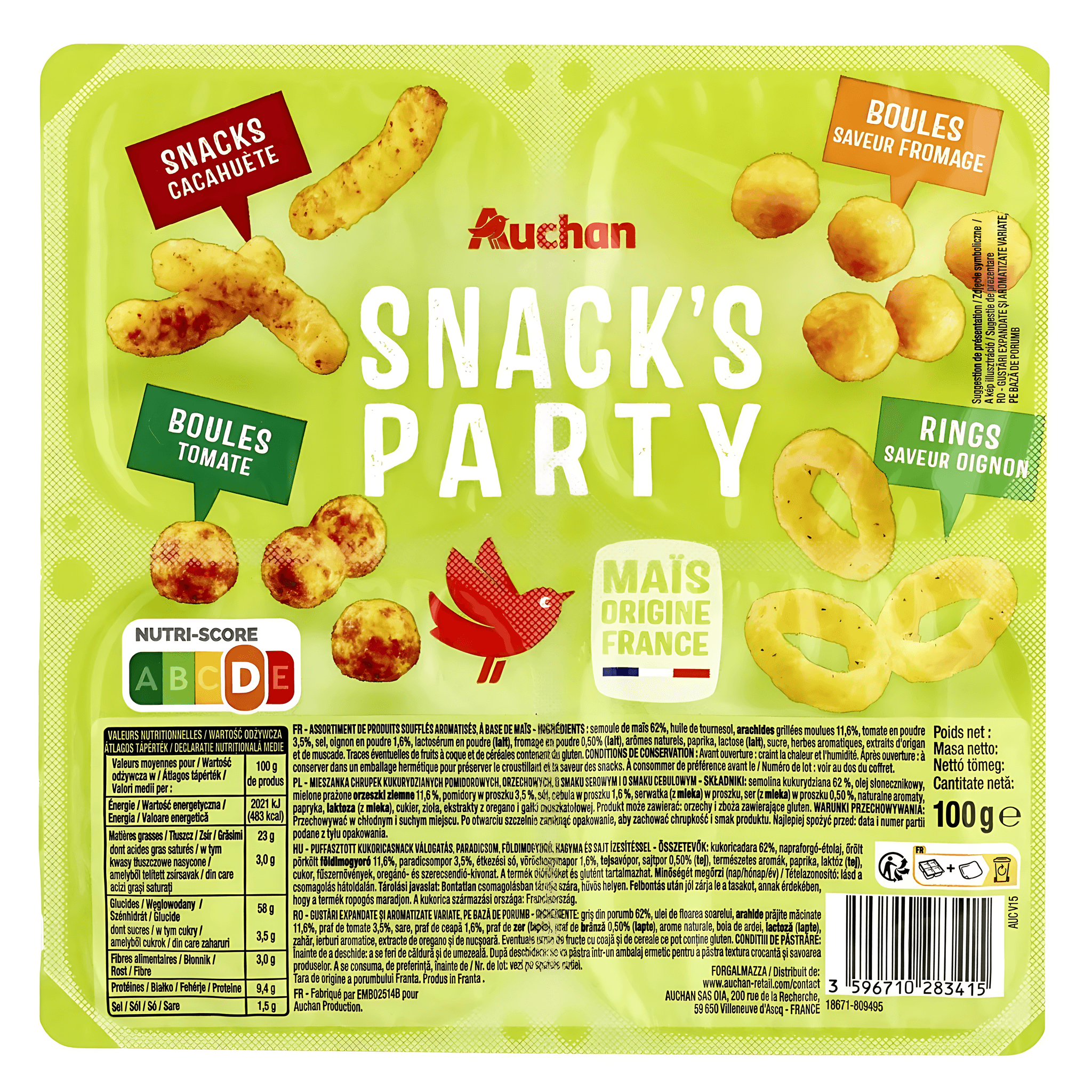 Snack party Auchan, 100 g