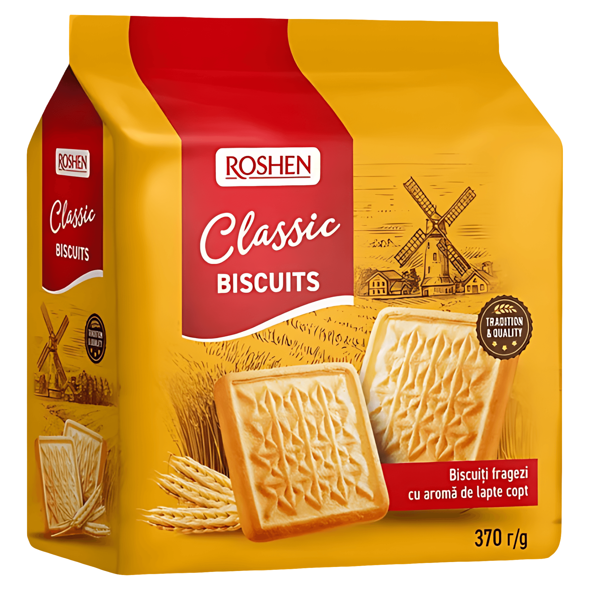 Biscuiti cu aroma de lapte copt Roshen Classic, 370 g